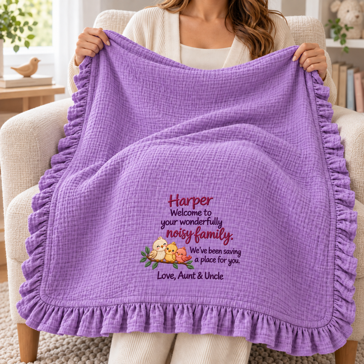 You're Doing Great Job Mommy Ruffle Blanket | Personalized Christmas Keepsake Gift Blanket