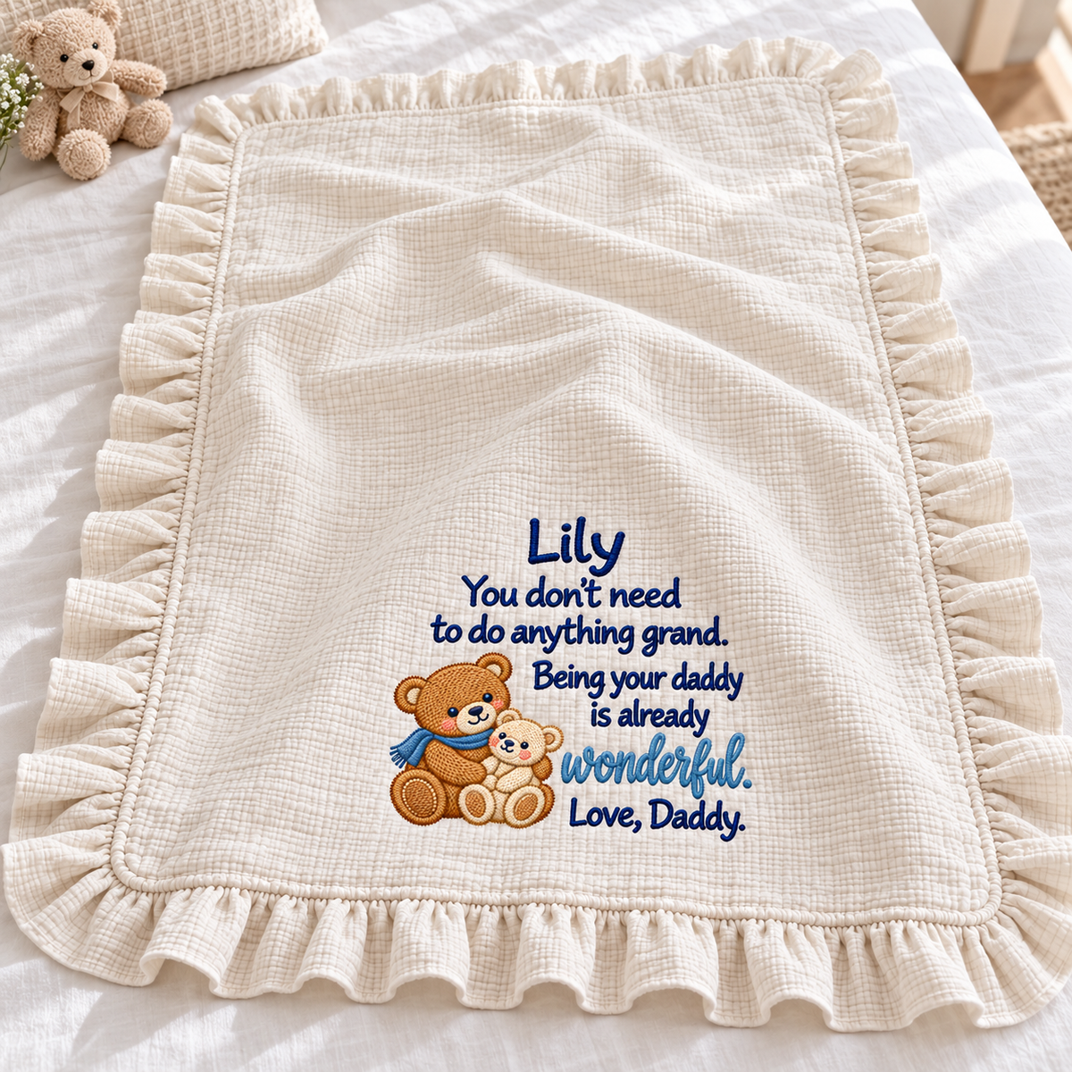 Happy First Christmas Fits My Heart Blanket | Mommy & Baby Keepsake Gift Blanket