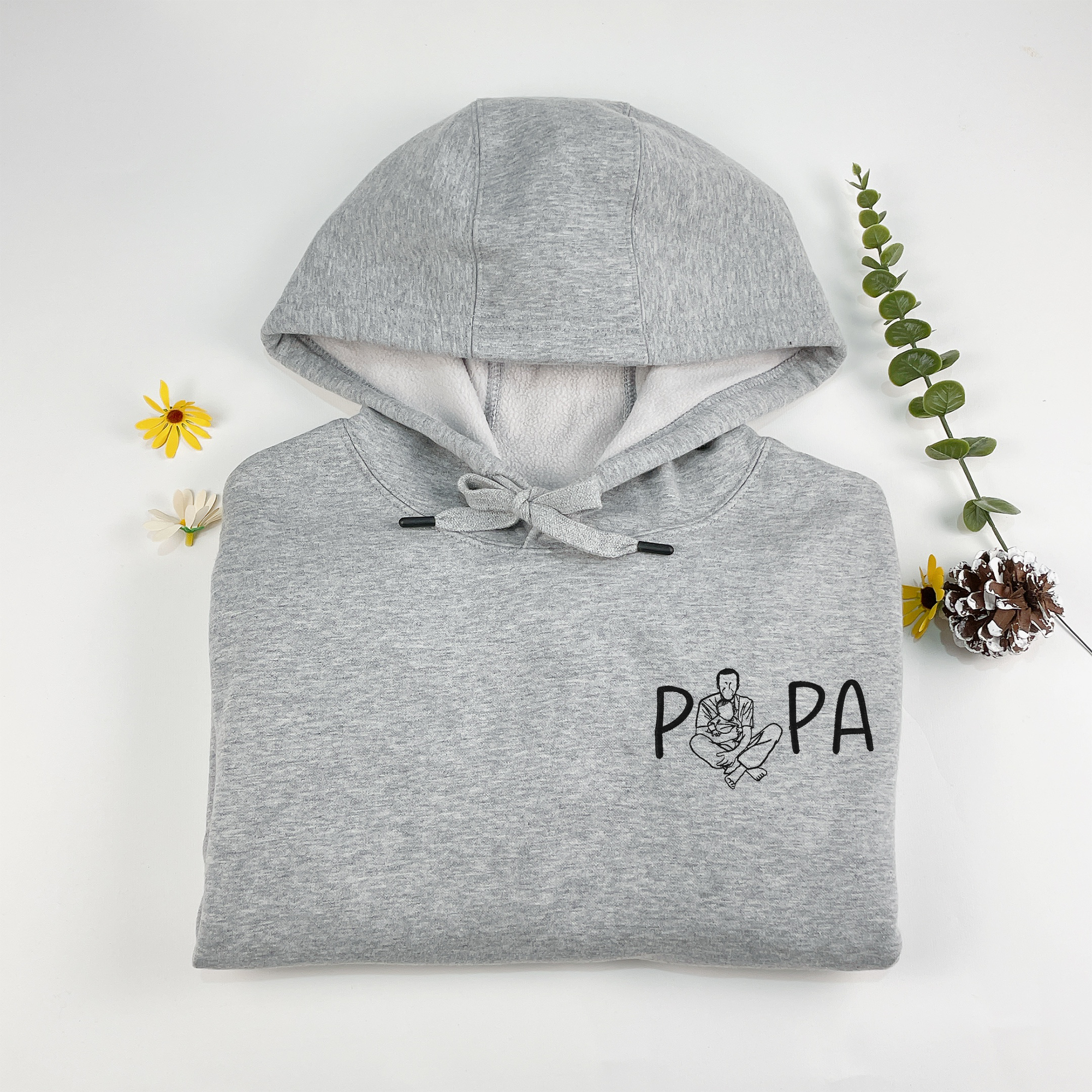Custom Papa Embroidered Sweatshirt, Personalized Dad Shirt with Photo, Fathers Day Gift