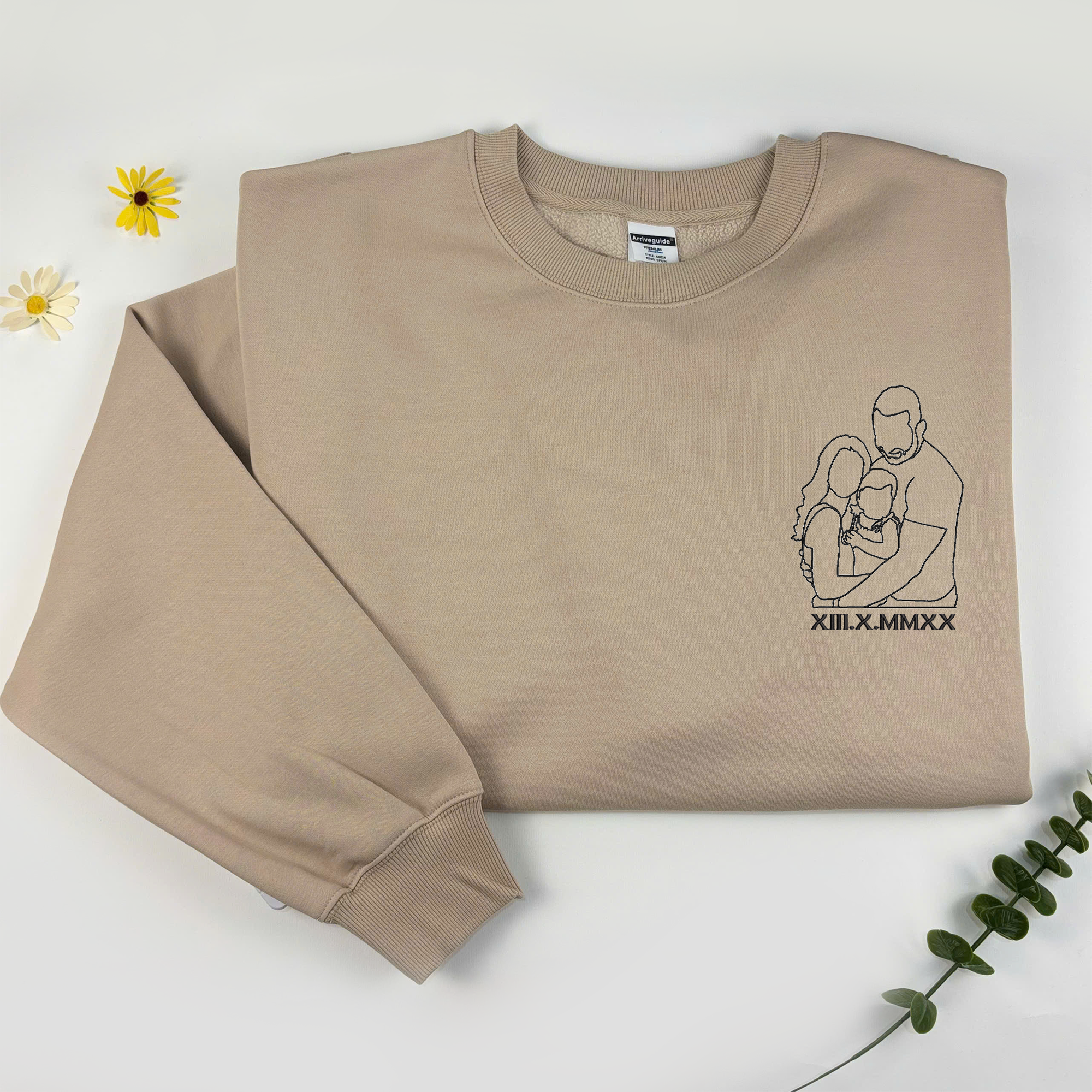 Custom Dad and Son Photo Embroidered Sweatshirt, Personalized Dad Embroidered Shirt