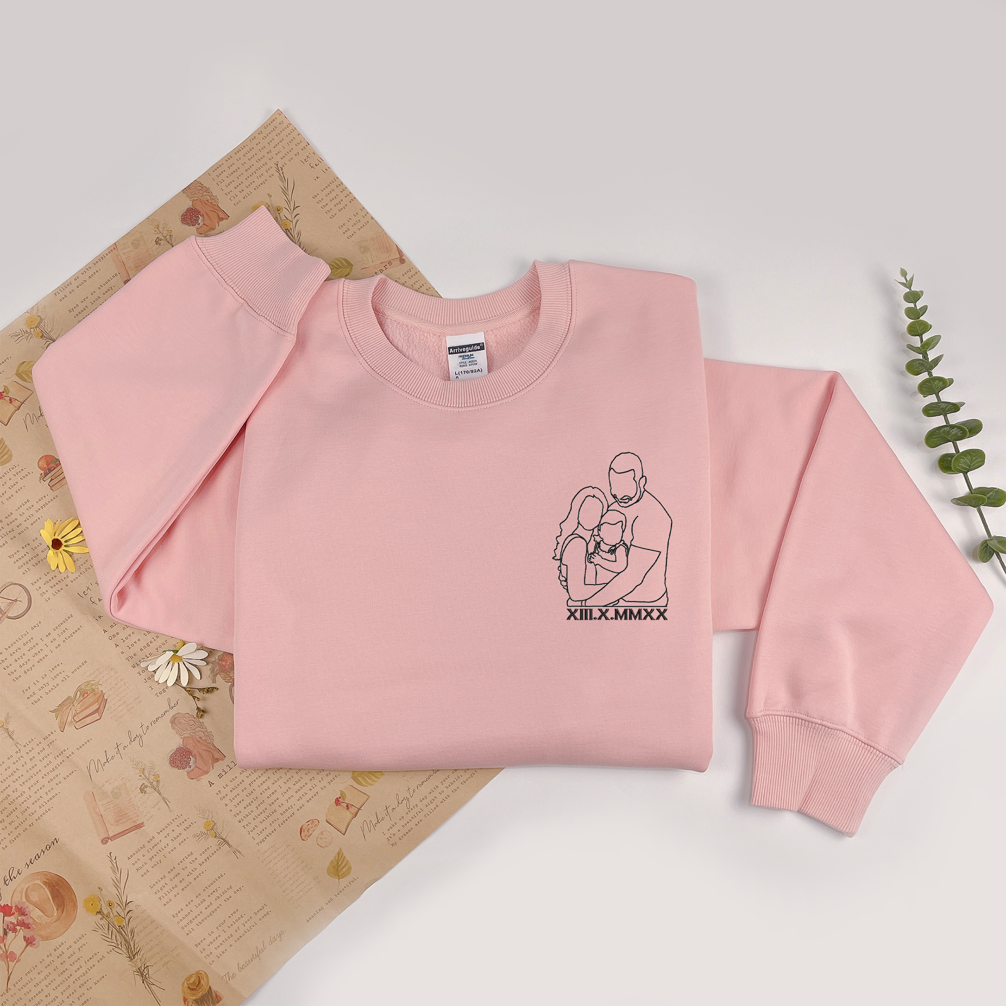Custom Embroidered Sweatshirt With Your Photo, Custom Family Photo Sweatshirt