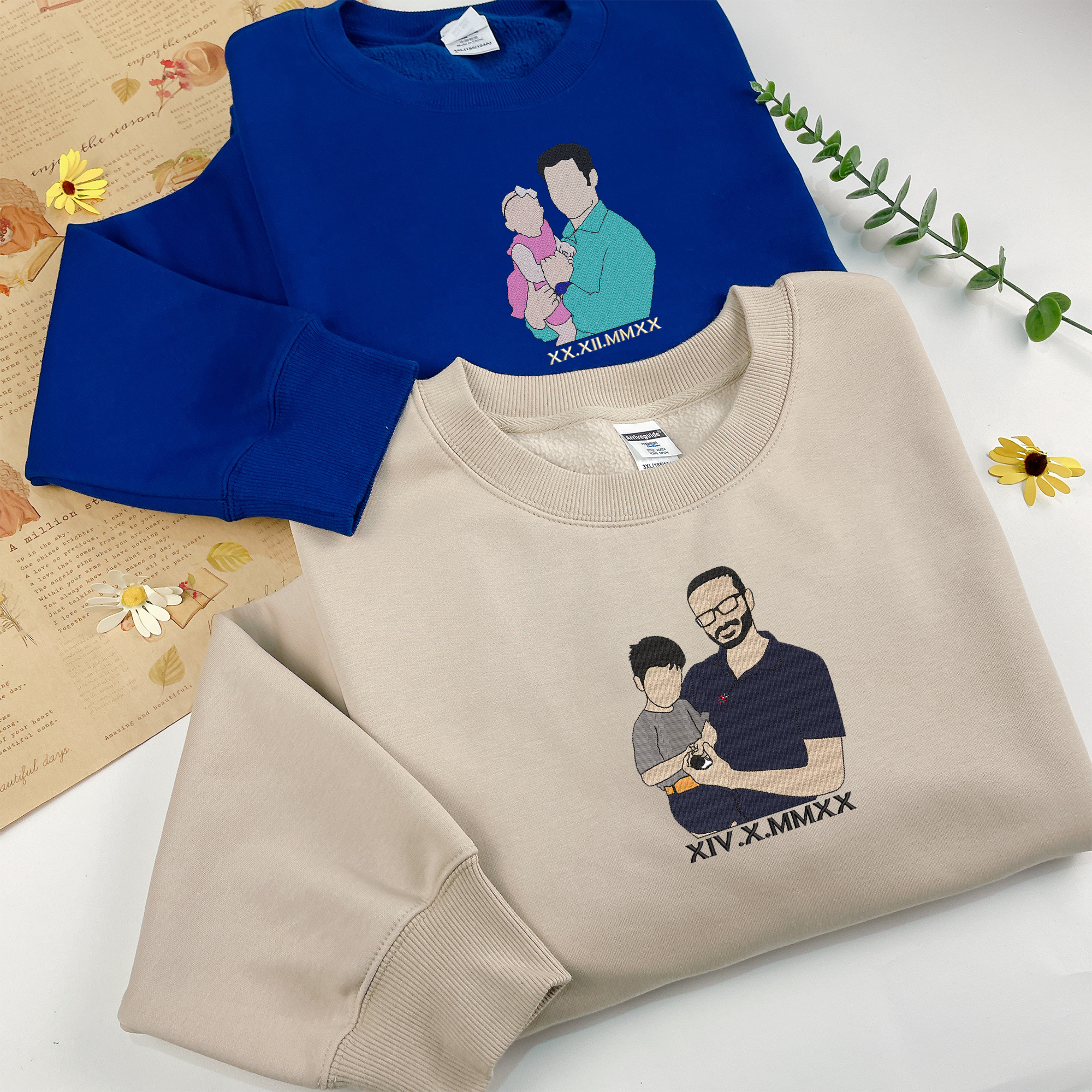 Custom Embroidered Sweatshirt With Your Photo, Custom Family Photo Sweatshirt