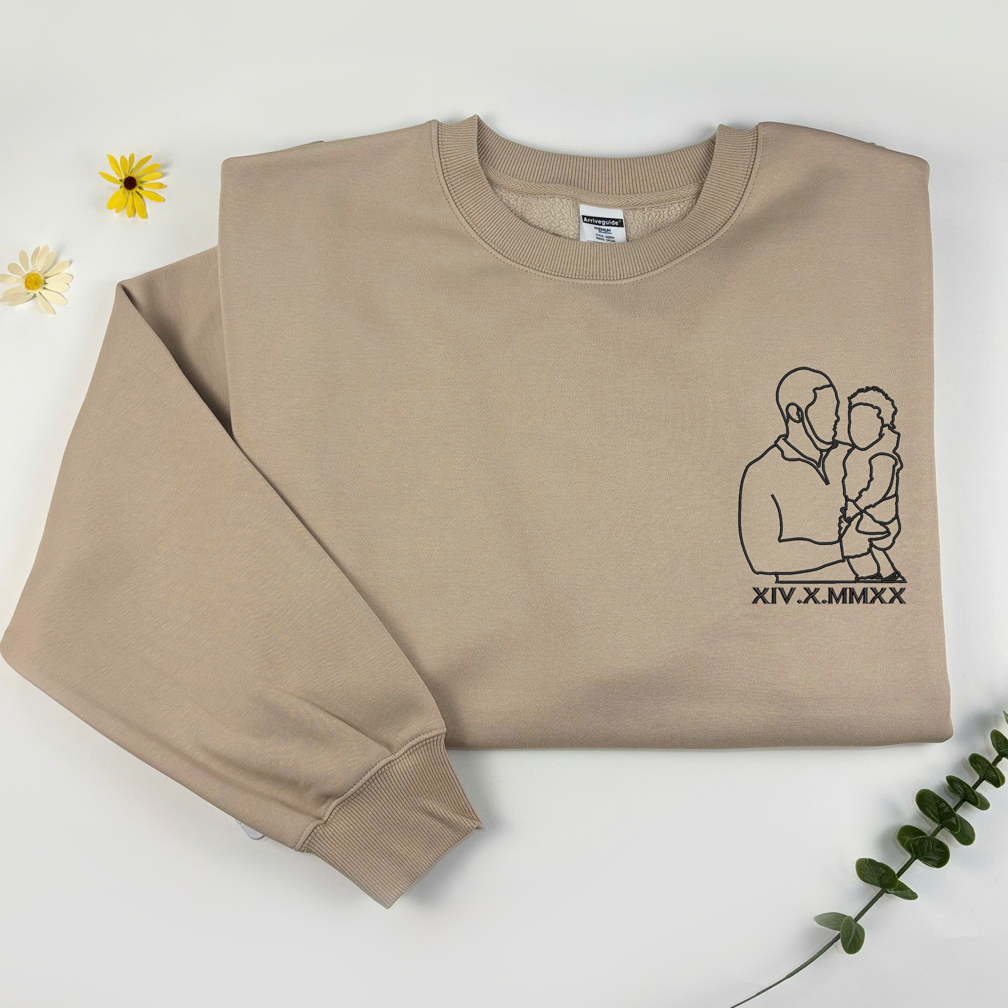 Custom Dad and Son Photo Embroidered Sweatshirt, Personalized Dad Embroidered Shirt