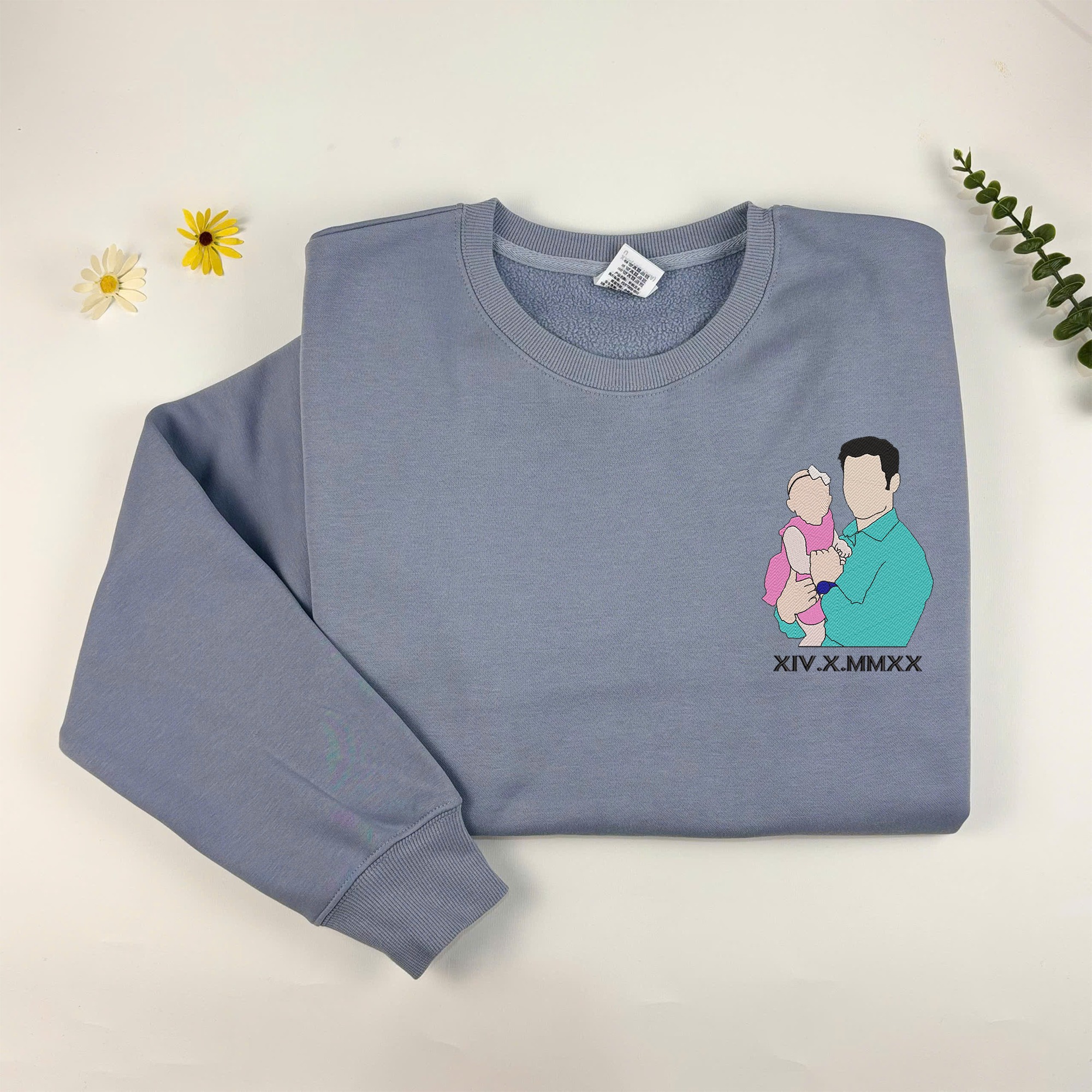 Custom Embroidered Sweatshirt With Your Photo, Custom Family Photo Sweatshirt