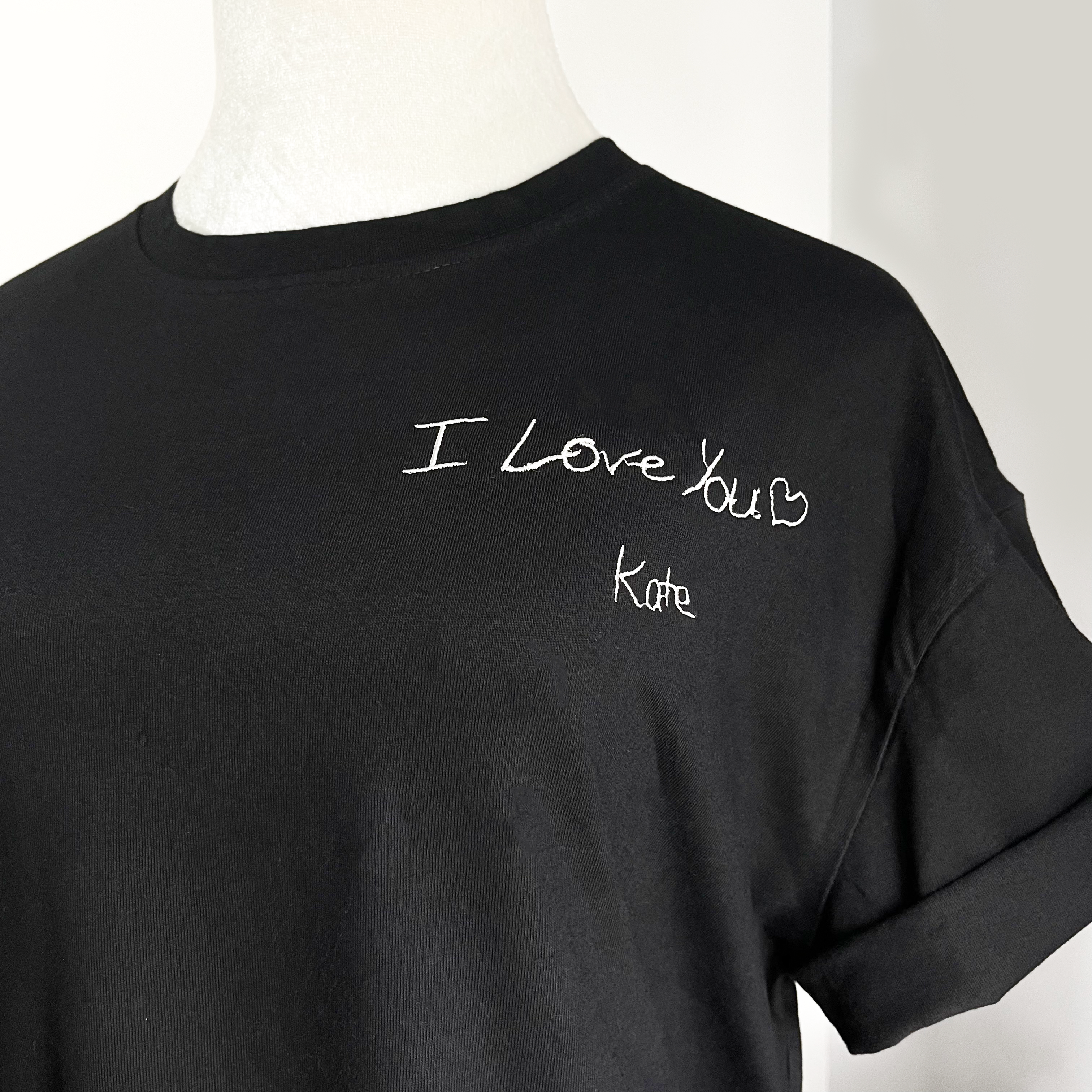 Custom Handwriting Embroidered T-shirt, Couple Message T Shirt Personalized Gift For Him Her