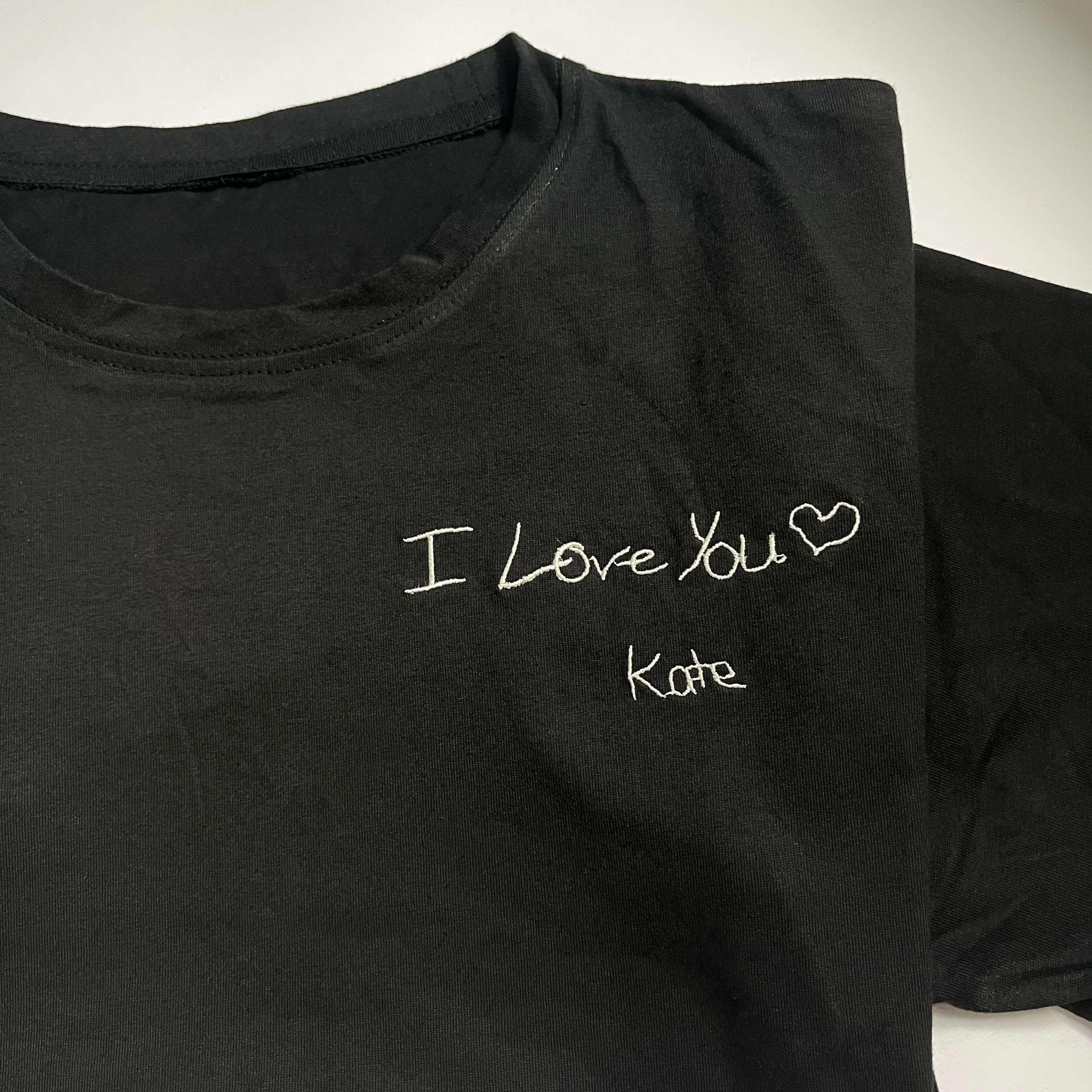 Custom Handwriting Embroidered T-shirt, Couple Message T Shirt Personalized Gift For Him Her