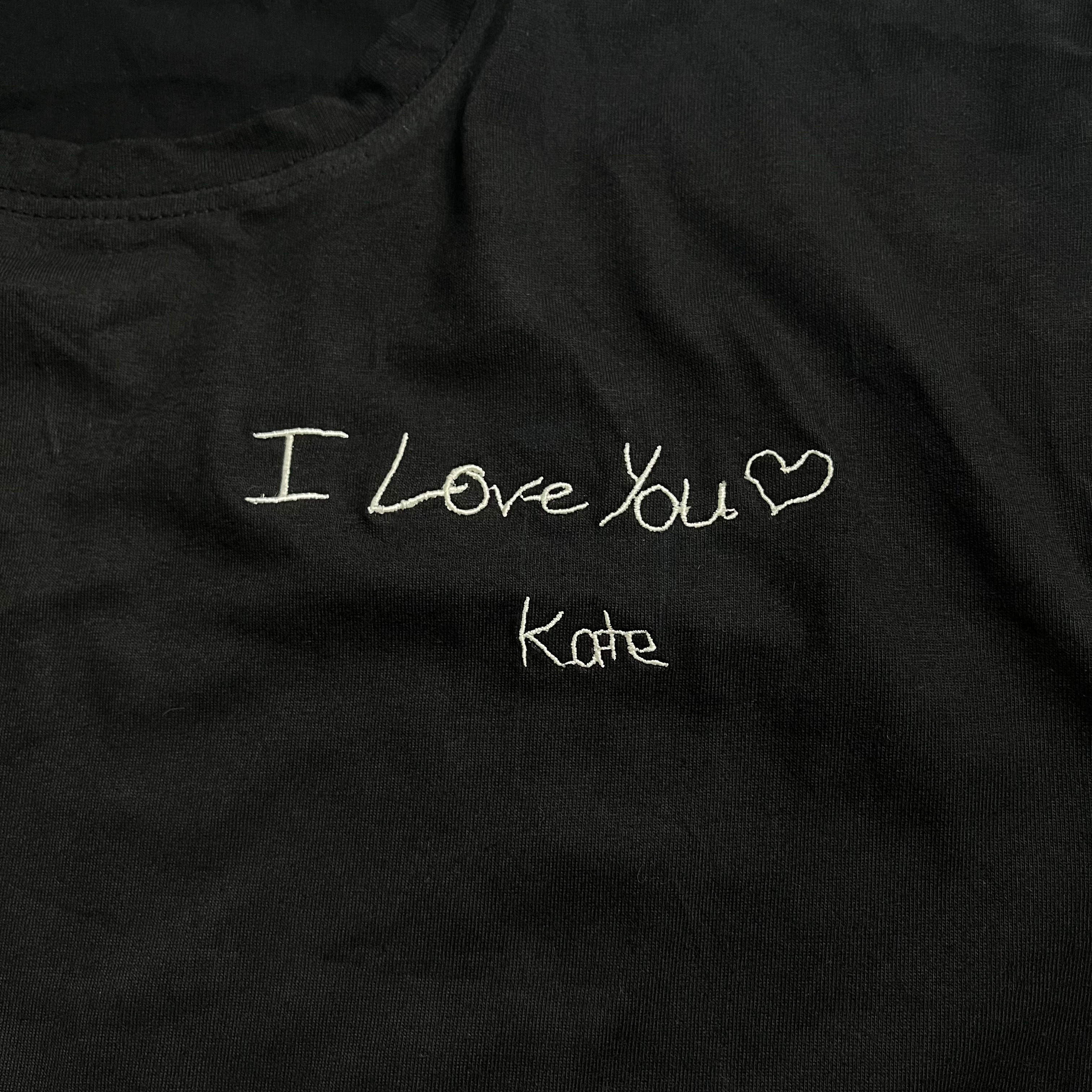 Custom Handwriting Embroidered T-shirt, Couple Message T Shirt Personalized Gift For Him Her