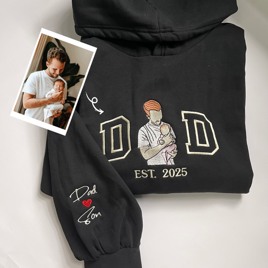 Custom Dad and Son Embroidery Hoodie, Personalized Dad Shirt, Father's Day Gift