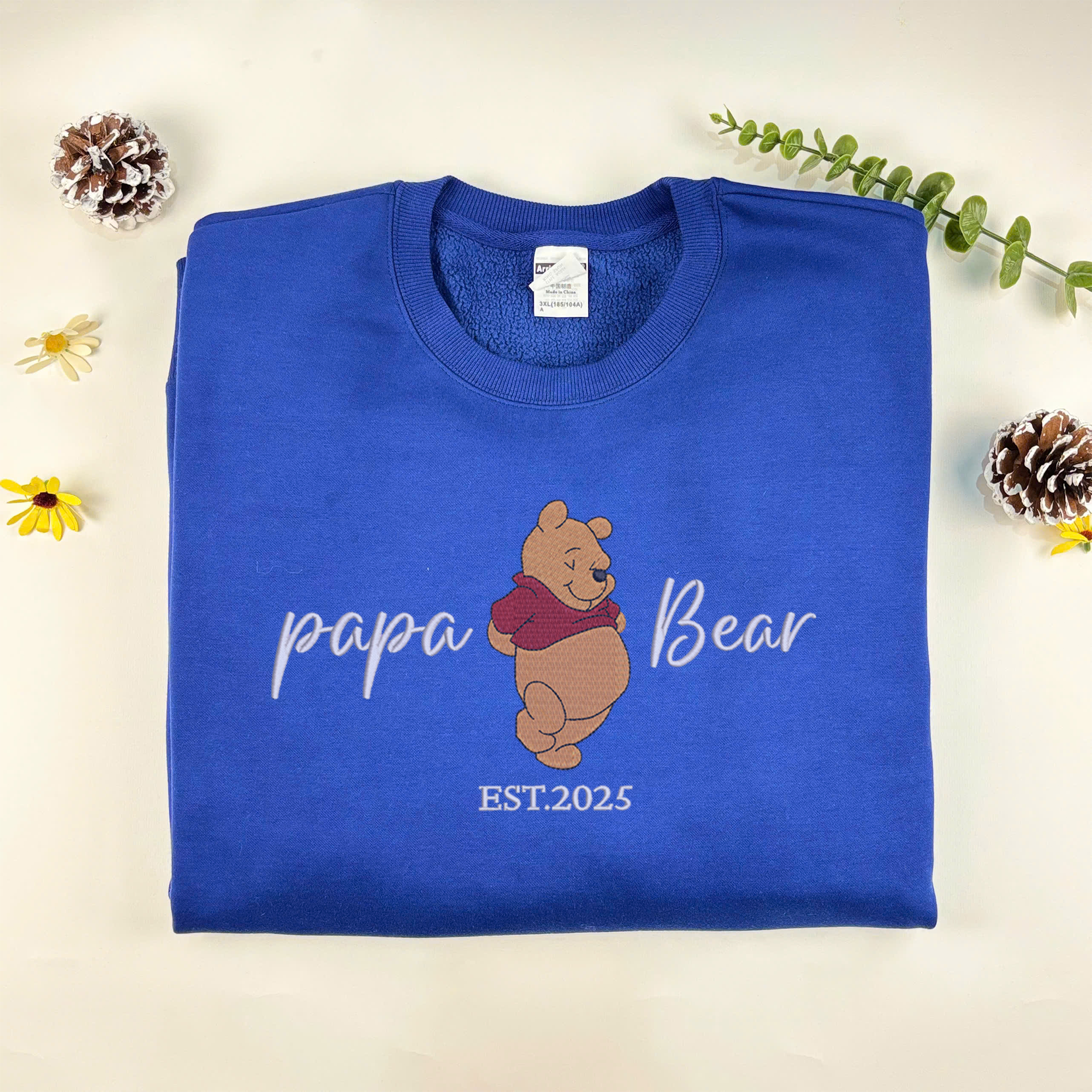Custom The Pooh Mama Papa Embroidered Sweatshirt, Matching Sweatshirt for Mom Dad