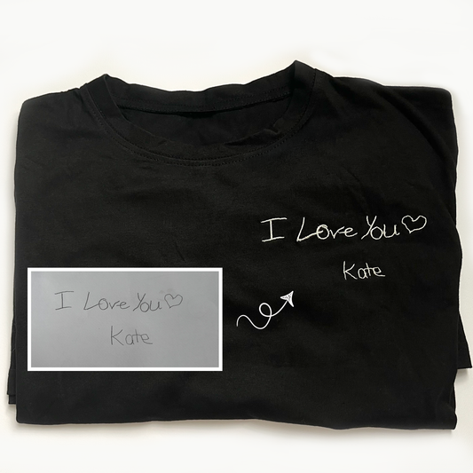 Custom Handwriting Embroidered T-shirt, Couple Message T Shirt Personalized Gift For Him Her