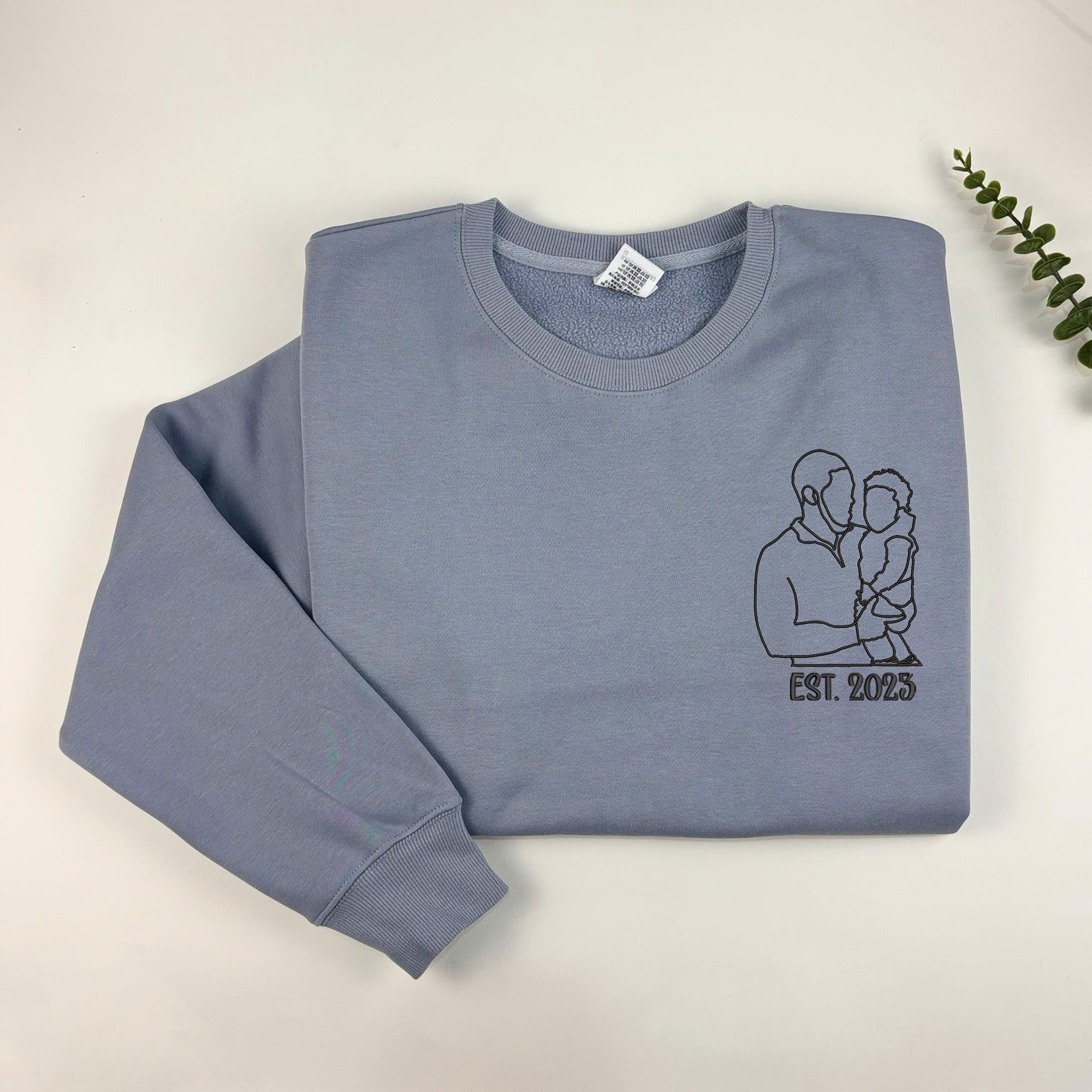 Custom Dad and Son Photo Embroidered Sweatshirt, Personalized Dad Embroidered Shirt