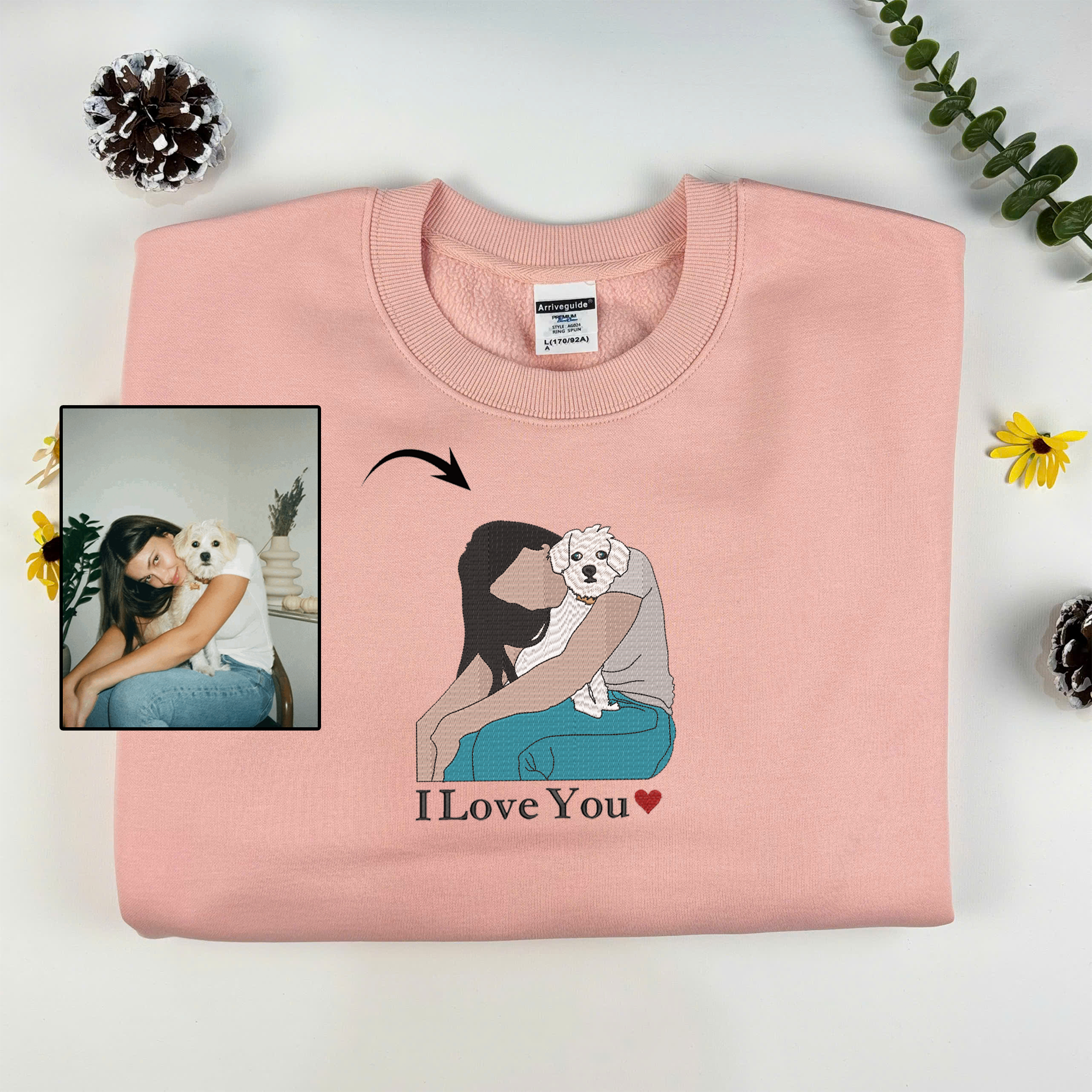 Personalized Matching Owner and Pet Sweatshirt, Custom Embroidered Sweatshirt with Pet Photo
