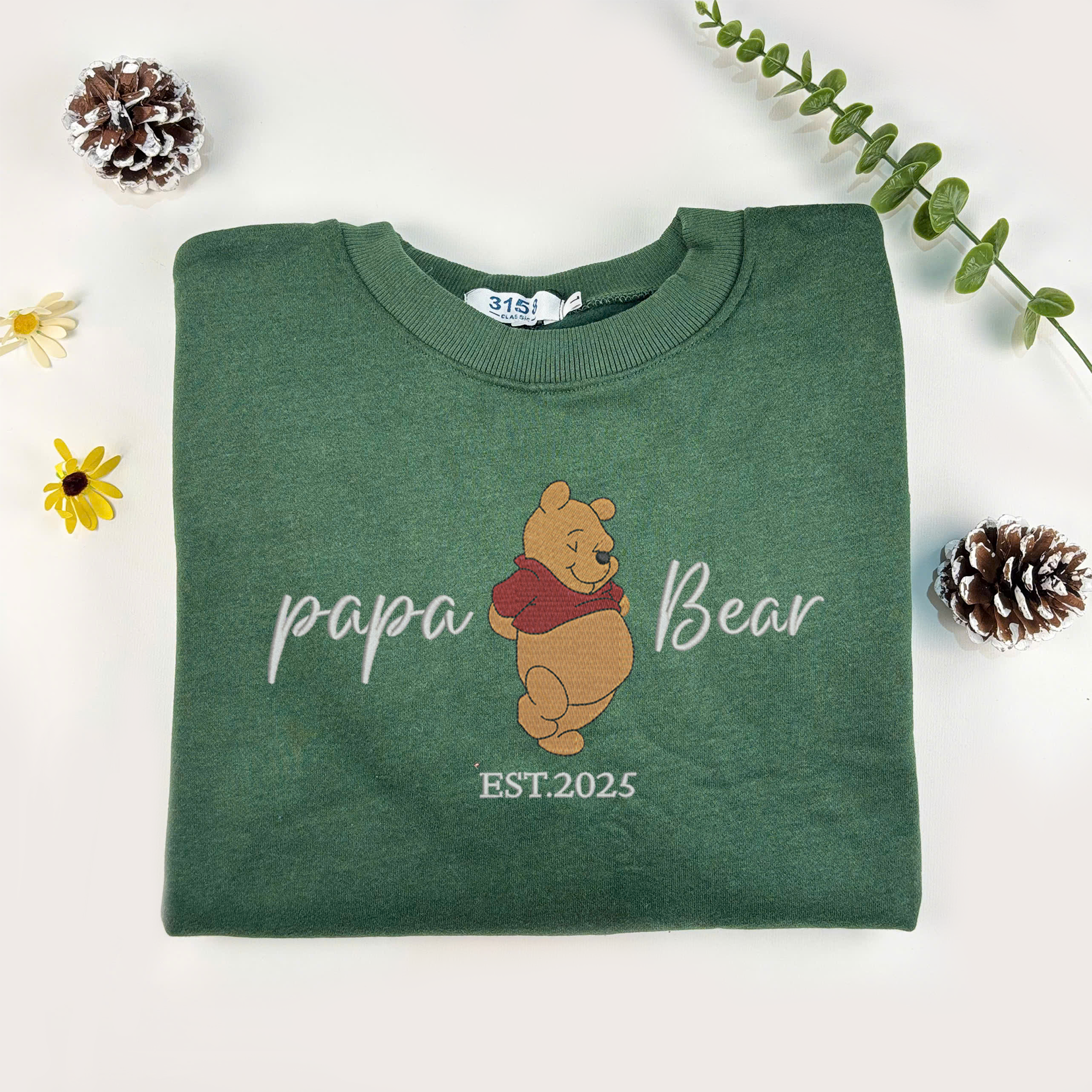 Custom The Pooh Mama Papa Embroidered Sweatshirt, Matching Sweatshirt for Mom Dad