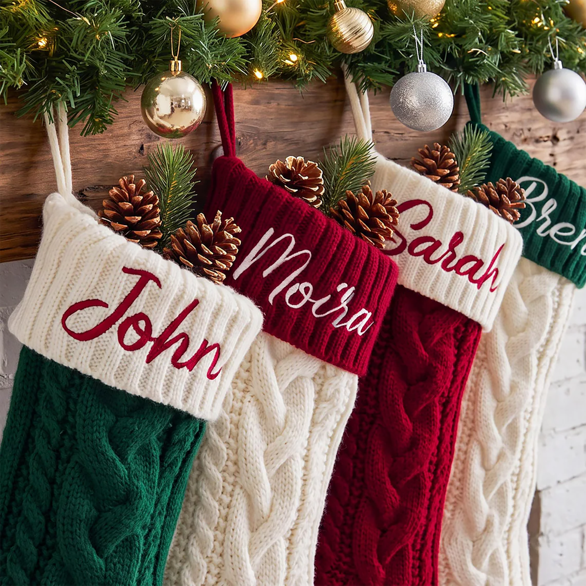 Personalized Embroidered Christmas Stocking – Custom Name Knit Stocking