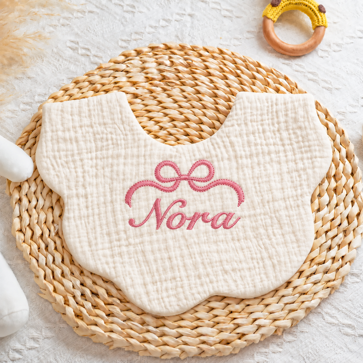 Custom Baby Shower Gift – Personalized Embroidered Muslin Bib