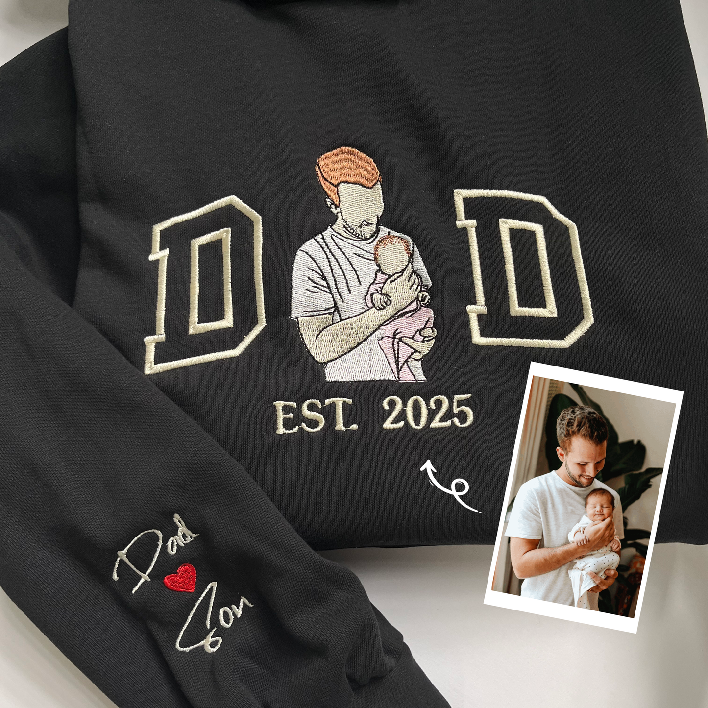Custom Dad and Son Embroidery Hoodie, Personalized Dad Shirt, Father's Day Gift