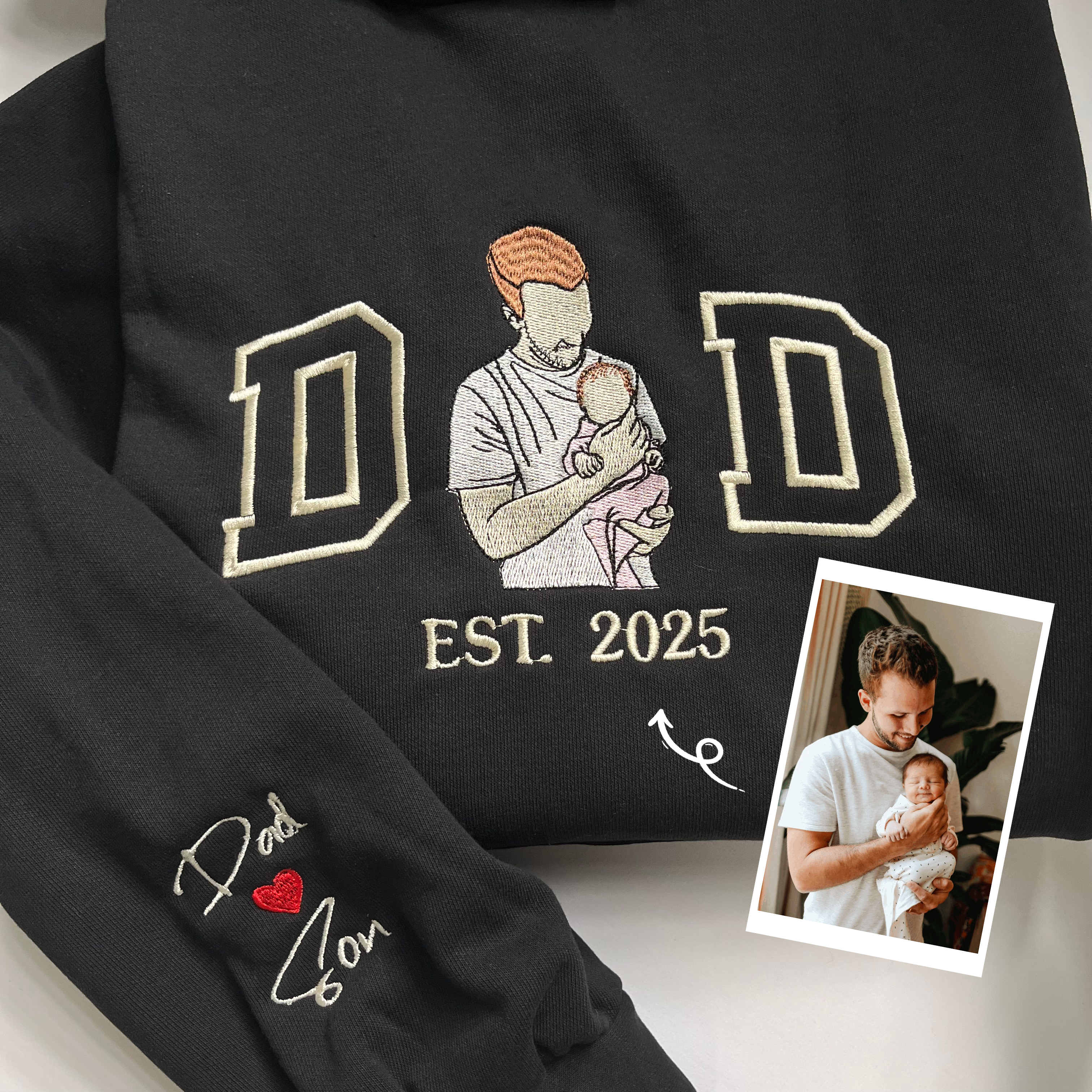 Custom Dad and Son Embroidery Hoodie, Personalized Dad Shirt, Father's Day Gift
