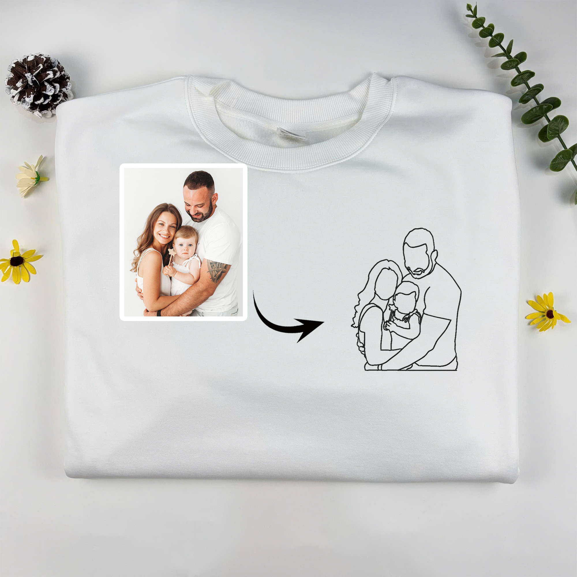 Custom Dad and Son Photo Embroidered Sweatshirt, Personalized Dad Embroidered Shirt