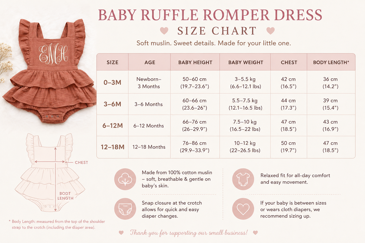 Baby Girl Muslin Ruffle Romper with Bow – Soft Cotton Summer Outfit, Newborn Coming Home & Baby Shower Gift