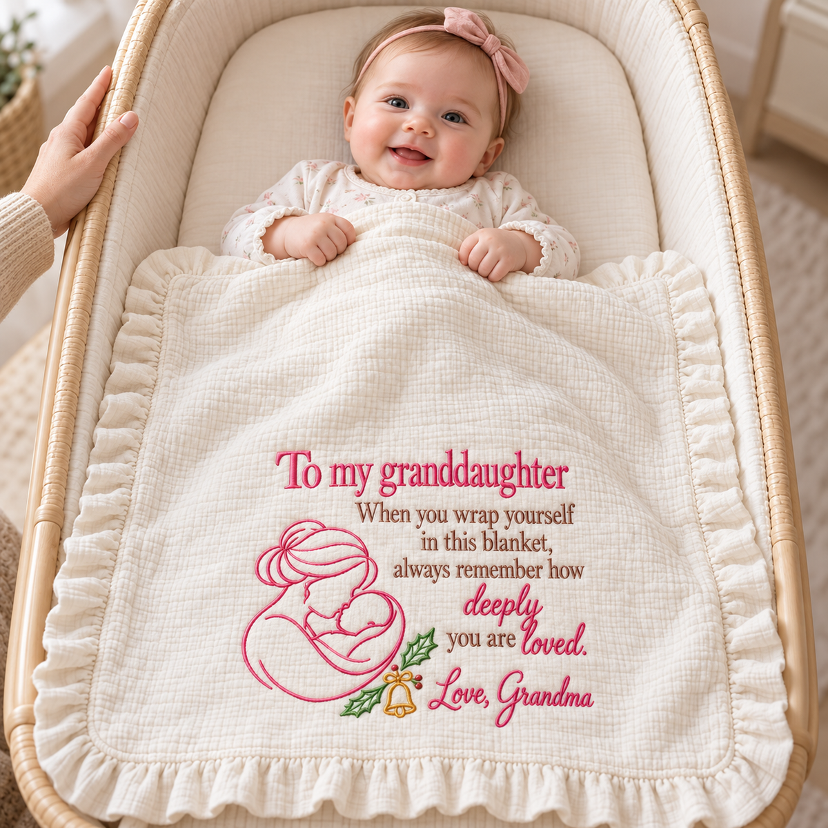Blanket For Granddaughter From Grandma, Grandpa, Gift Christmas For Baby.