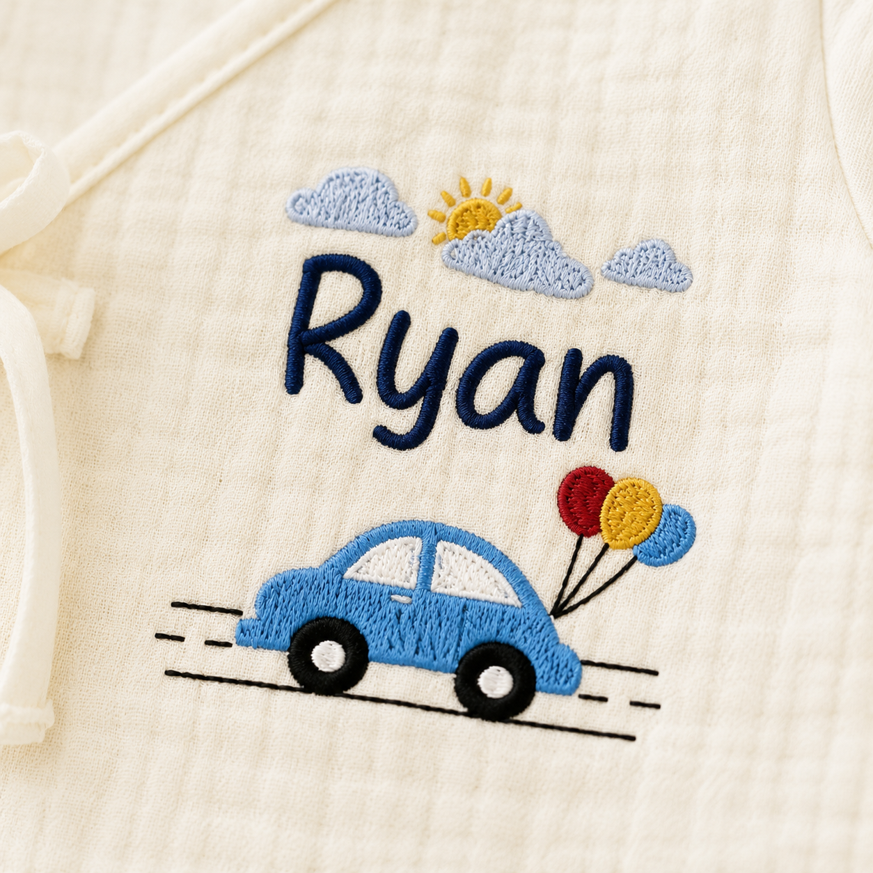 Personalized Baby Boy Muslin Kimono Romper – Custom Embroidered Name Outfit, Soft Newborn Coming Home Outfit, Baby Shower Gift