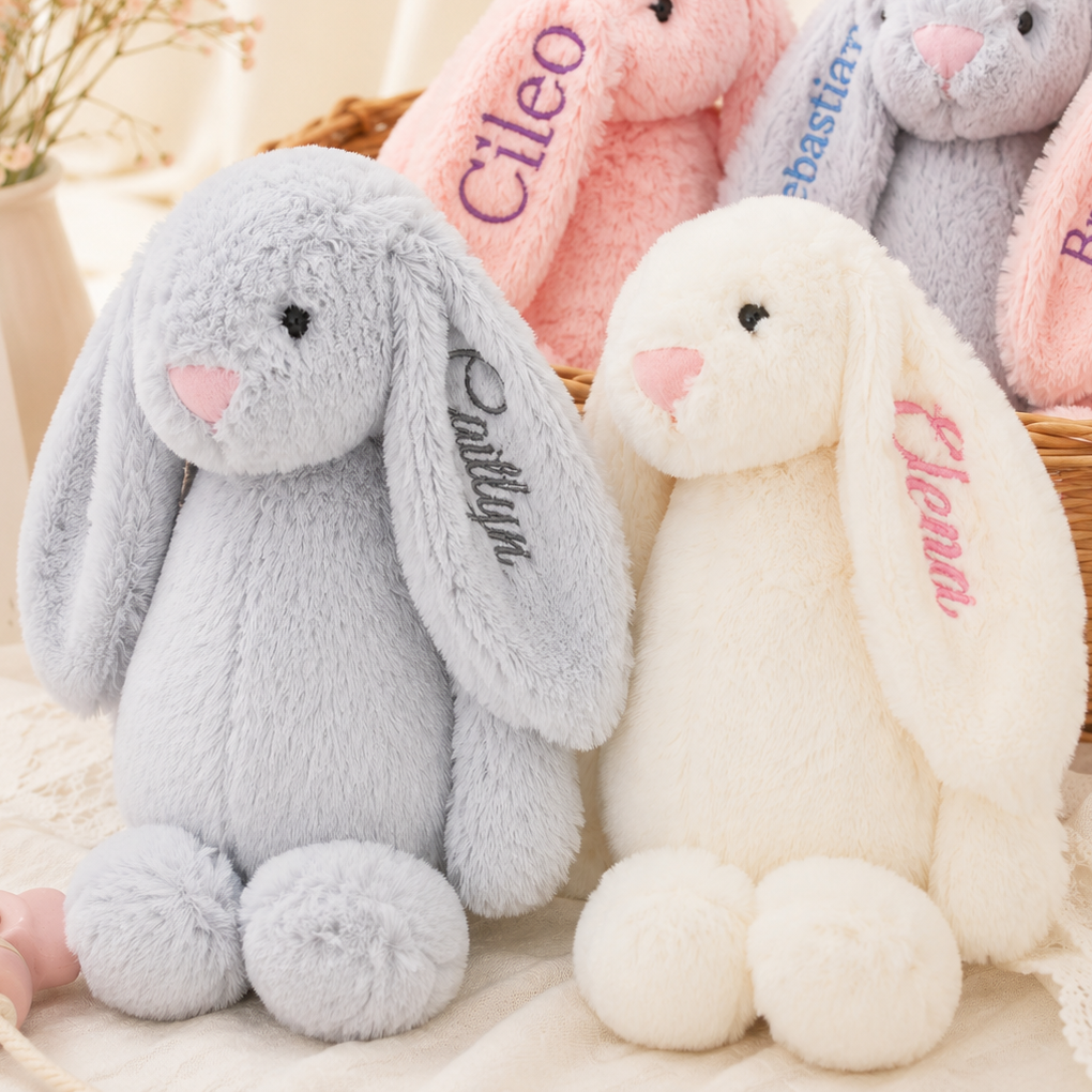 Personalized Embroidered Bunny Rabbit with Name | Custom Plush Baby Shower Gift & Newborn Keepsake | Easter Bunny Gift #N1
