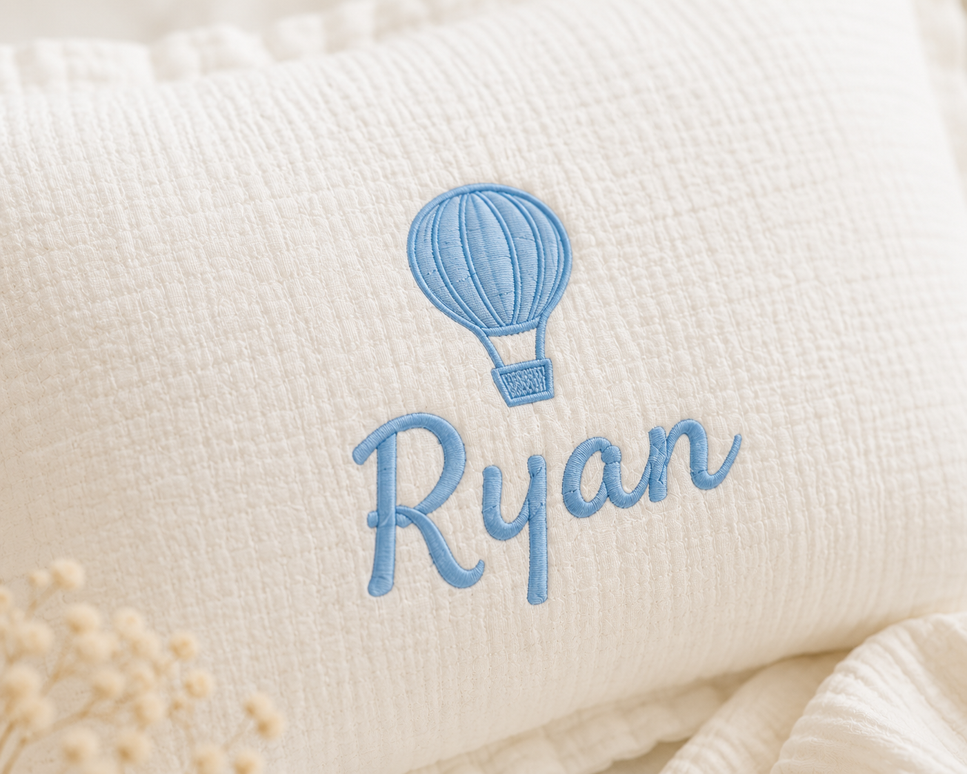 Personalized Muslin Baby Blanket & Pillow Set, Custom Embroidered Baby Name Blanket, Neutral Nursery Bedding, Newborn Gift