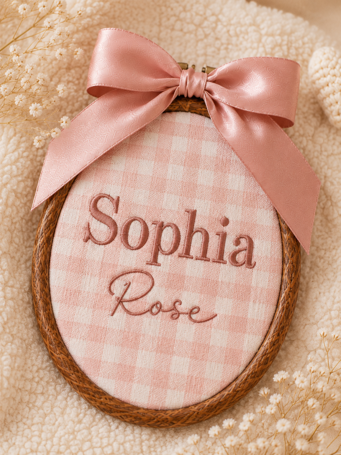 Personalized Embroidered Baby Name Hoop – Custom Nursery Wall Decor & Baby Gift