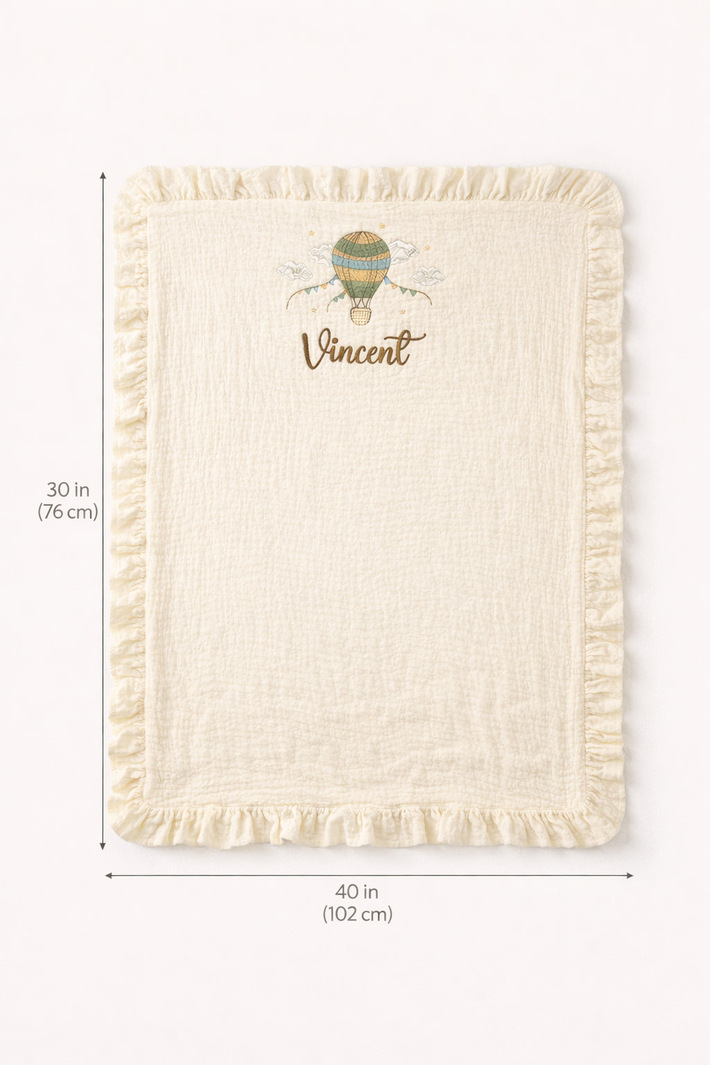Personalized Baby Gift Set – Embroidered Muslin Car Seat Canopy, Baby Blanket & Pillow with Name