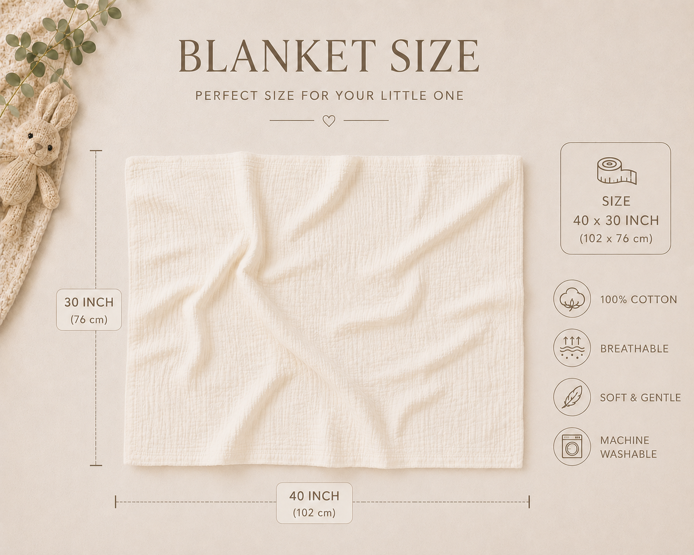 Personalized Baby Gift Set – Custom Embroidered Muslin Kimono Romper, Bonnet, Baby Blanket & Pillow