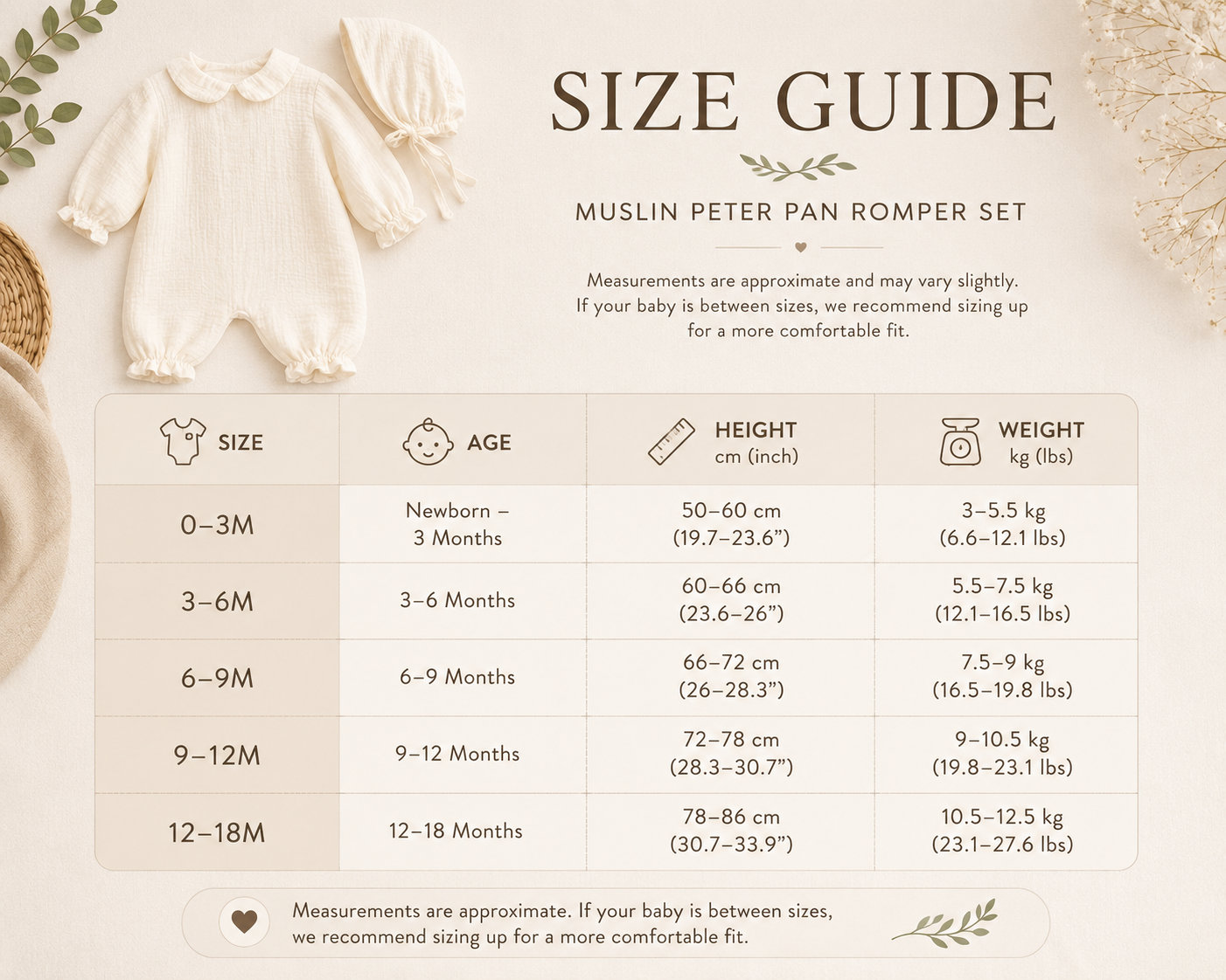Personalized Baby Girl Muslin Romper with Bonnet, Embroidered Newborn Cotton Gauze Jumpsuit, Soft Long Sleeve Baby Outfit