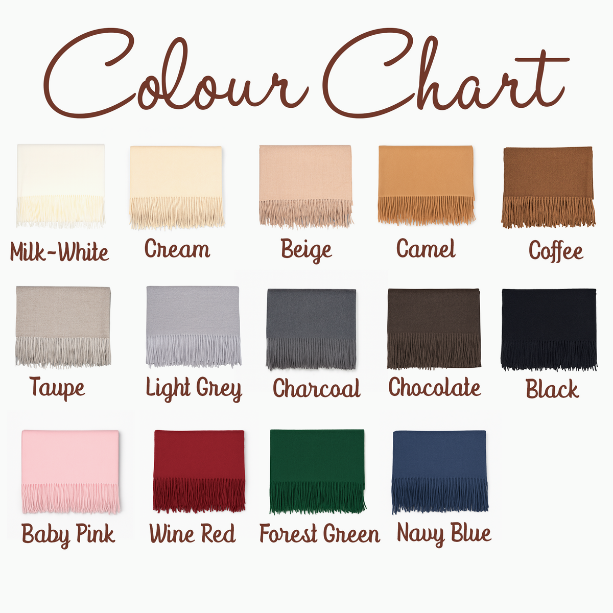 Scarf color chart - 14 colors