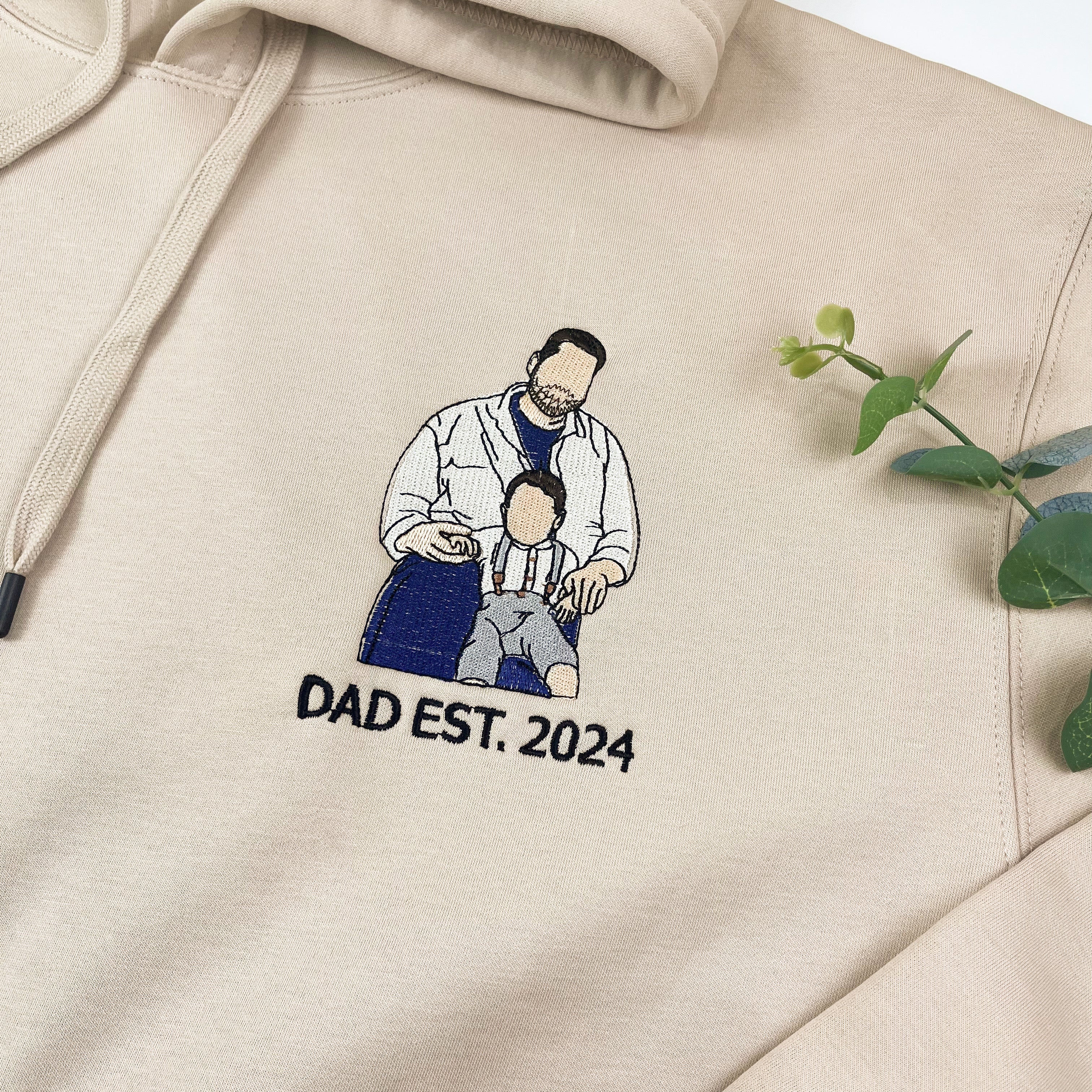Custom Embroidered Photo Hoodie, Personalized Dad Hoodie, Fathers Day Gift