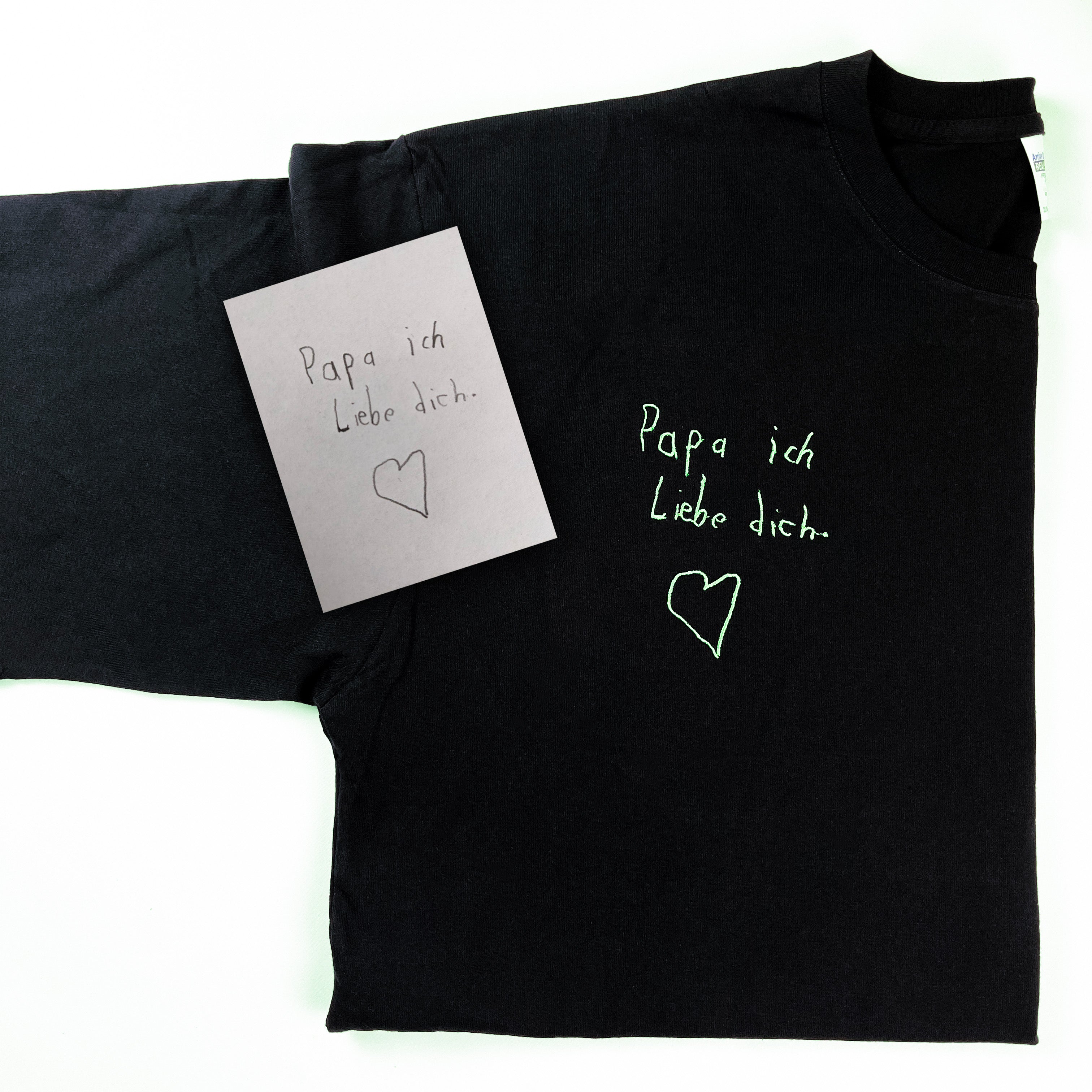 Custom Handwriting Embroidered T-shirt, Couple Message T Shirt Personalized Gift For Him Her