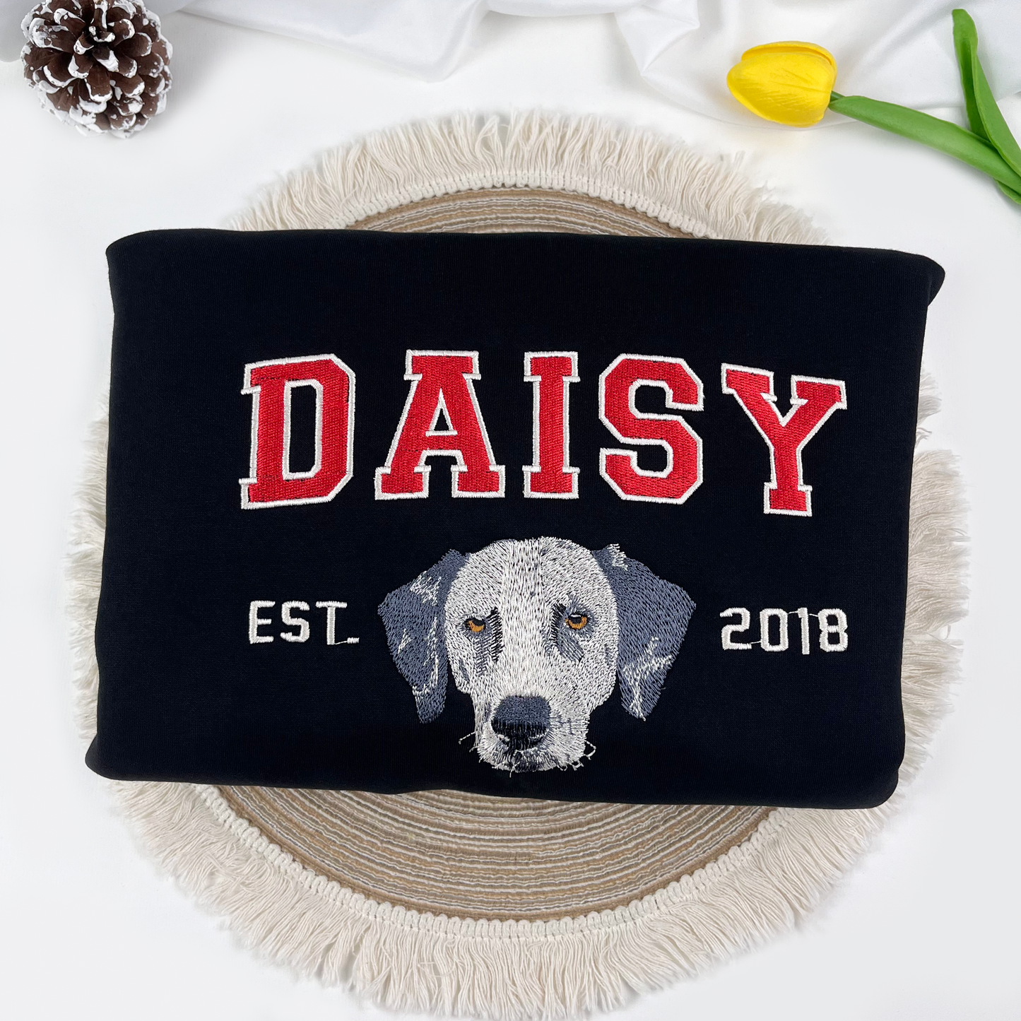 Custom Pet Embroidered Sweatshirt, Personalized Dog Swetshirt, Perfect Gift for Pet Lovers