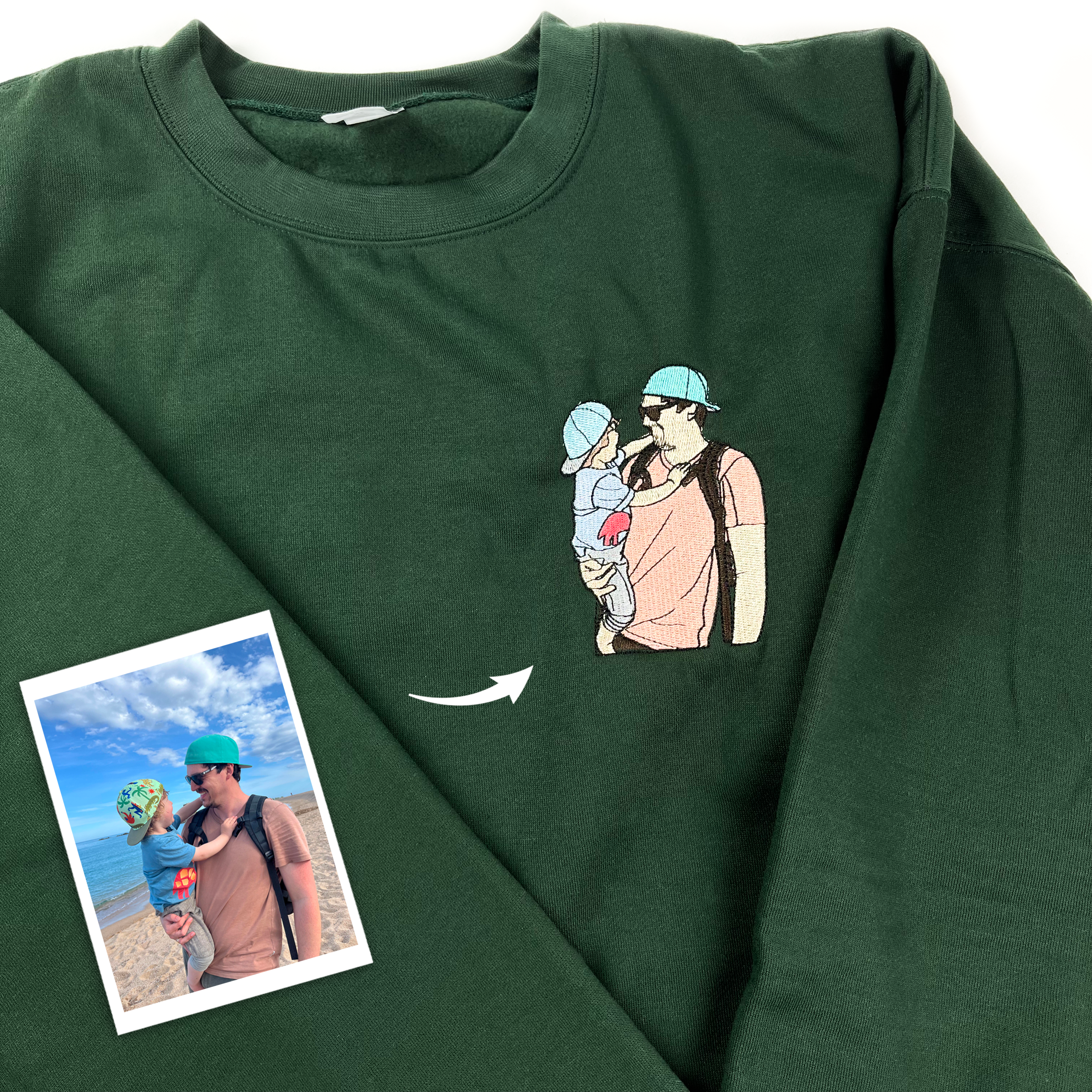 Custom Dad and Son Photo Embroidered Sweatshirt, Personalized Embroidered Sweatshirt, Fathers Day Shirt