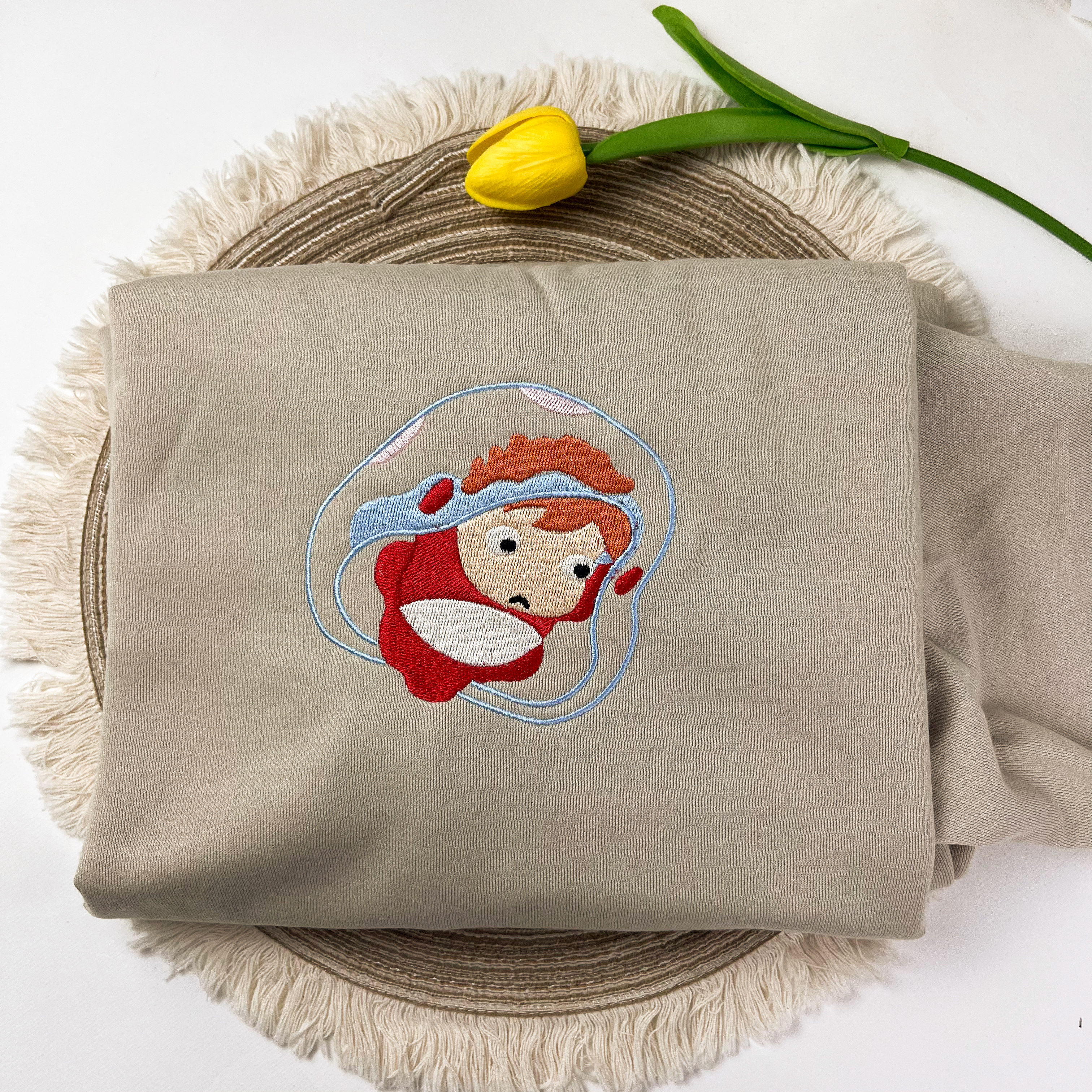 Anime Embroidered Crewneck Sweatshirt, Studio Ghibli Shirt, Gift for anime fans