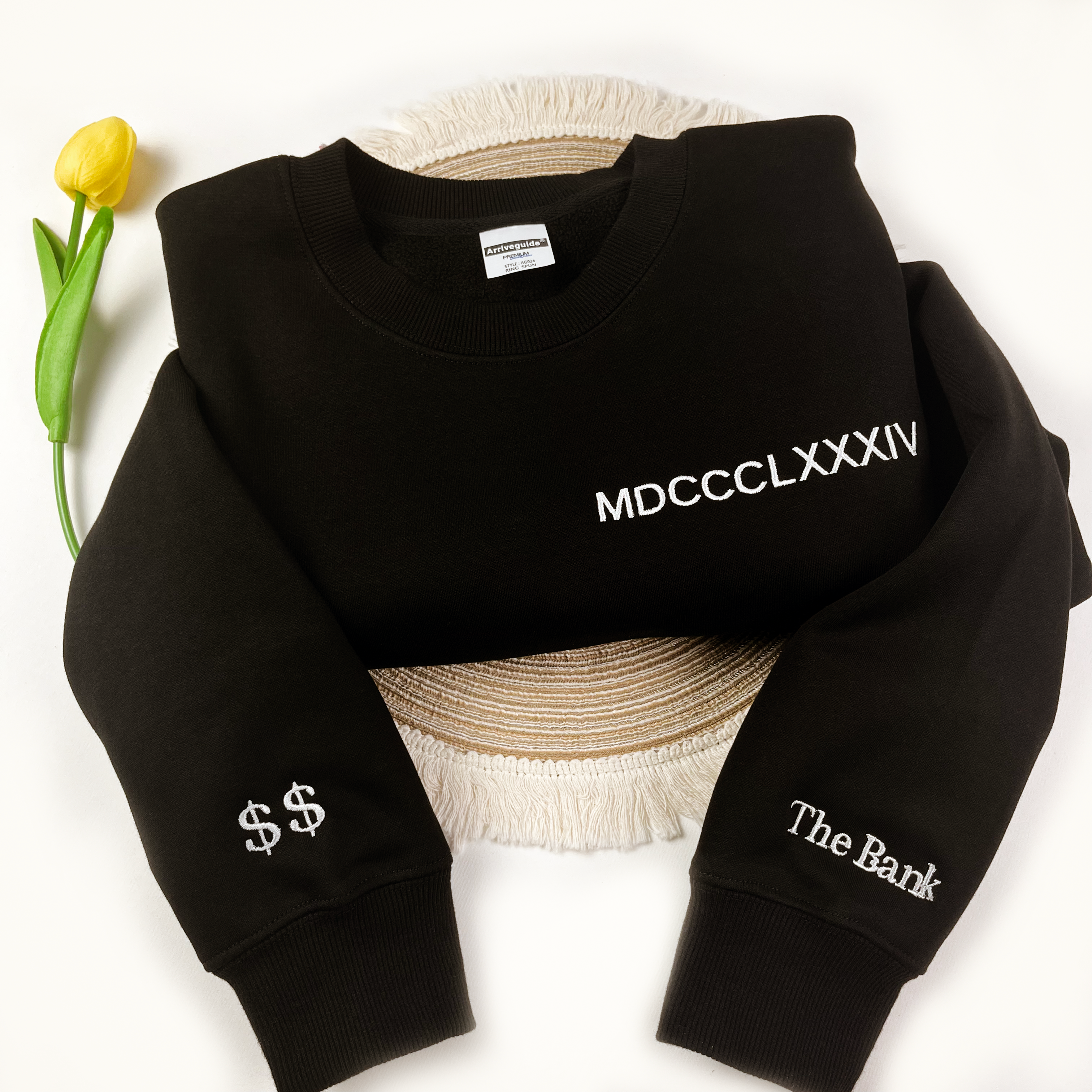 Custom Embroidery Sweatshirt with Romen Numerals, Personalized Shirt, Anniversary sweatshirt