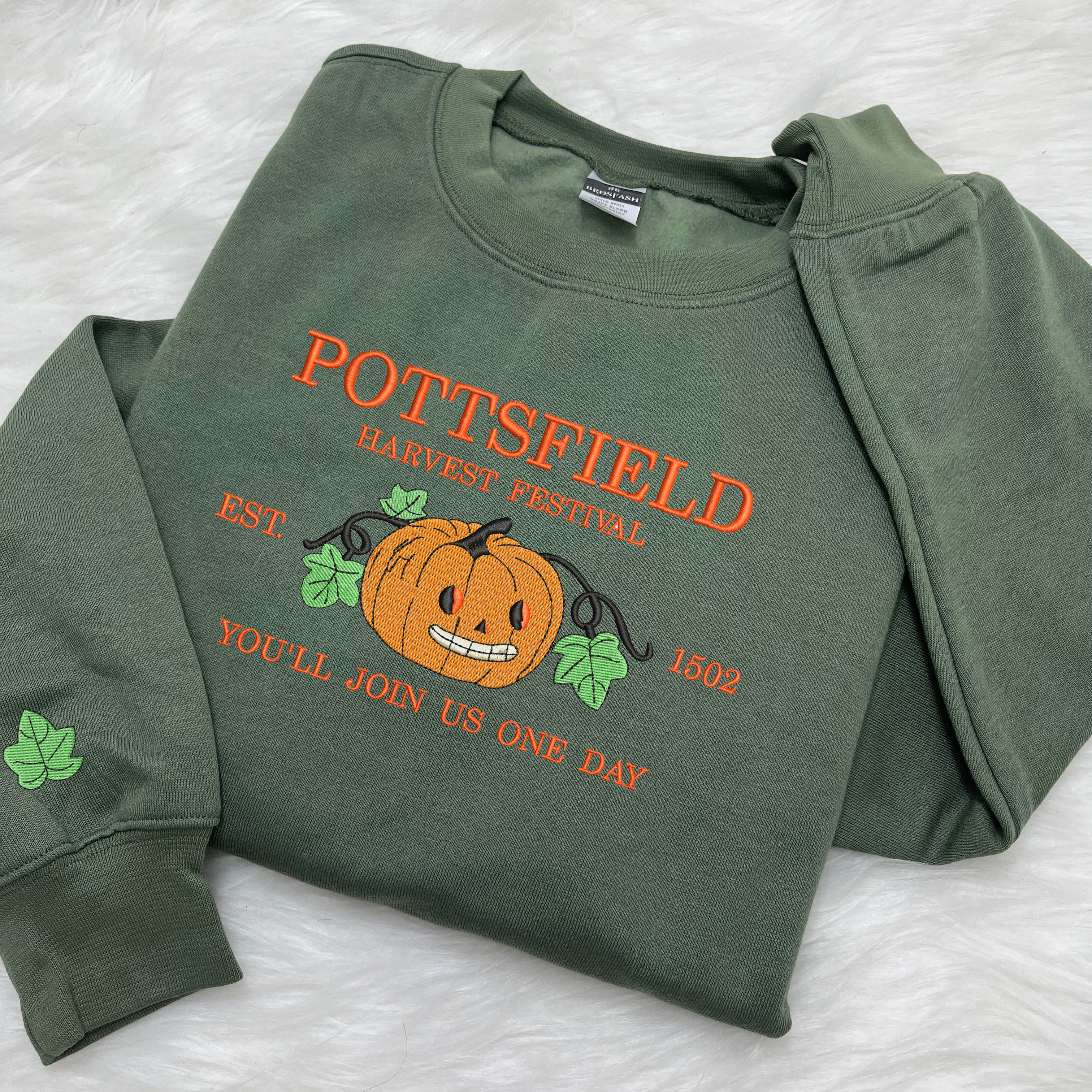 Pottsfield Harvest Festival Pumpkin Carver Embroidered Sweatshirt Inspired by Over The Garden Wall, Fall Halloween Tee, Cartoon lover