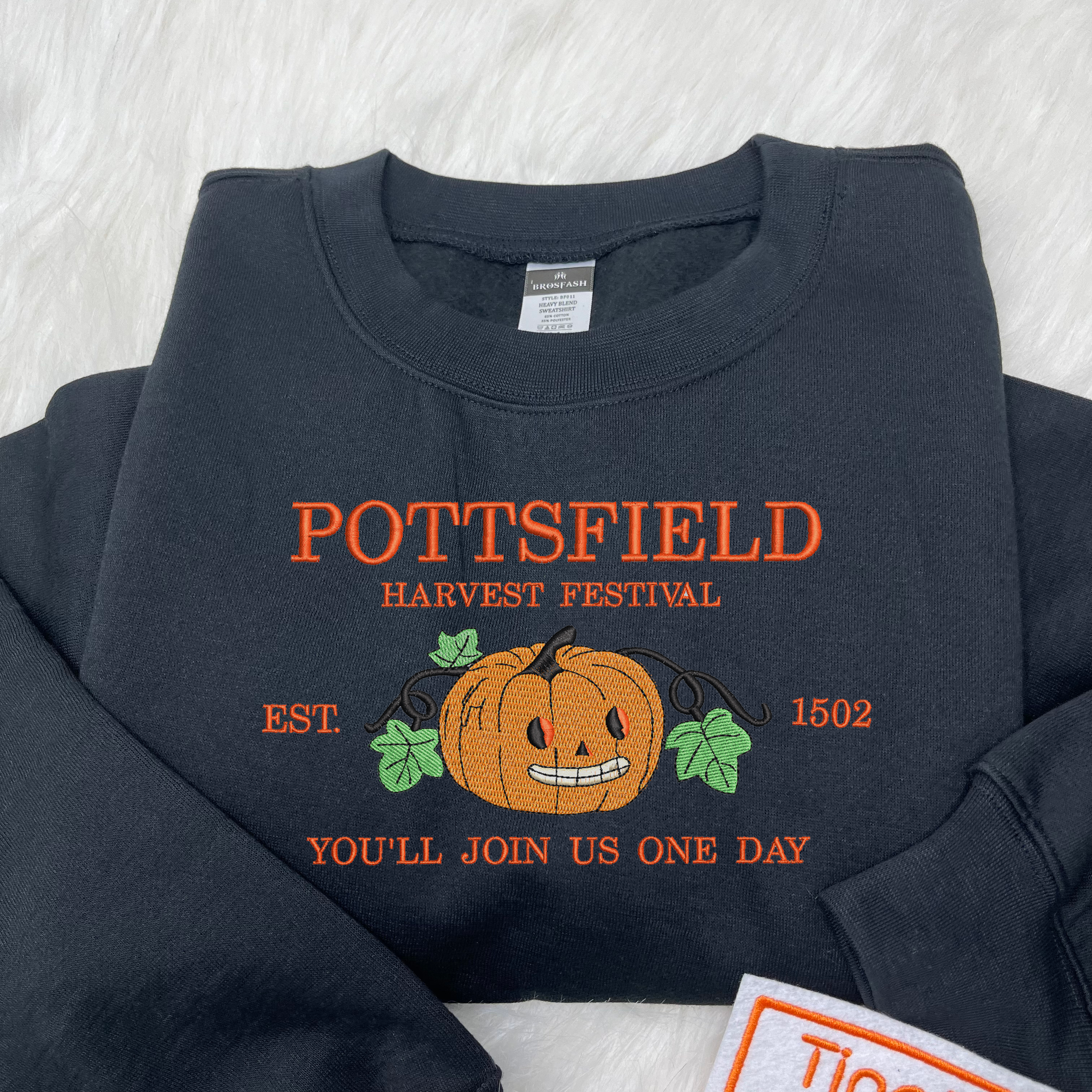 Pottsfield Harvest Festival Pumpkin Carver Embroidered Sweatshirt Inspired by Over The Garden Wall, Fall Halloween Tee, Cartoon lover