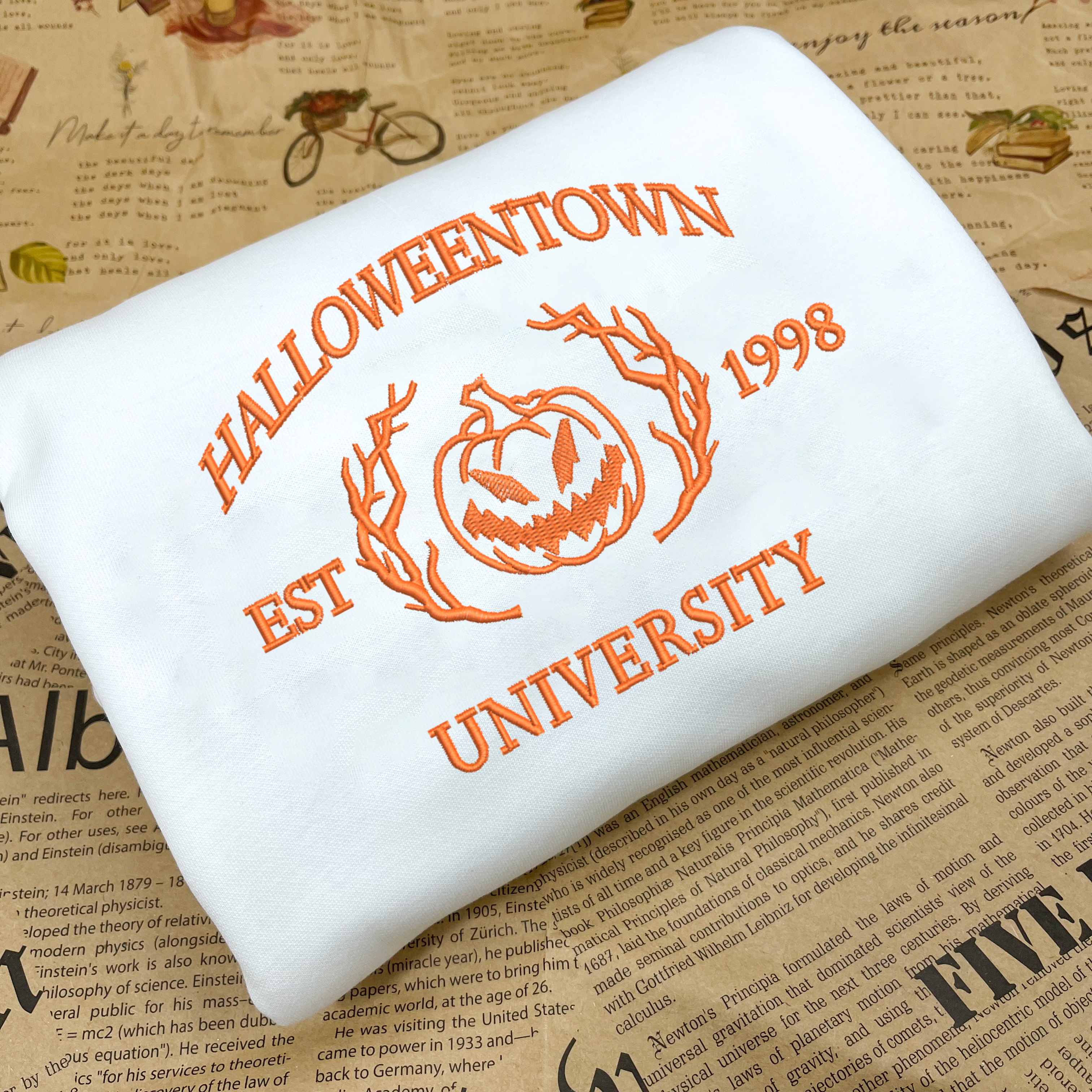 Halloweentown University Est. Embroidered Sweatshirt, Halloween Pumpkin Shirt, Spooky Season Shirt