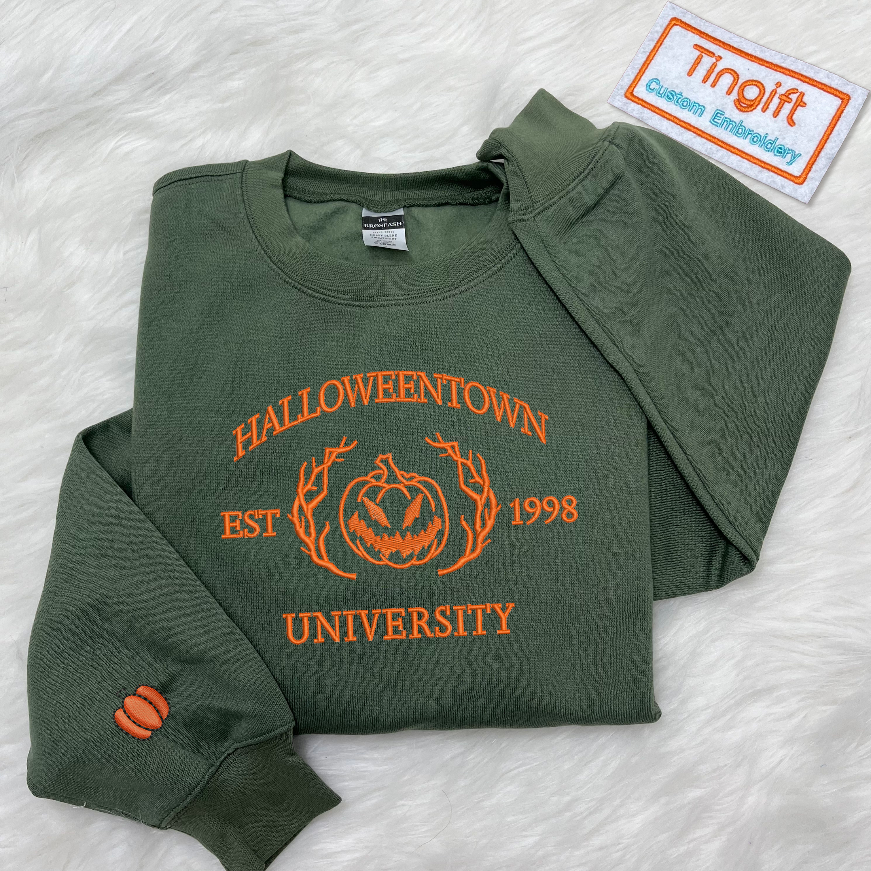Halloweentown University Est. Embroidered Sweatshirt, Halloween Pumpkin Shirt, Spooky Season Shirt