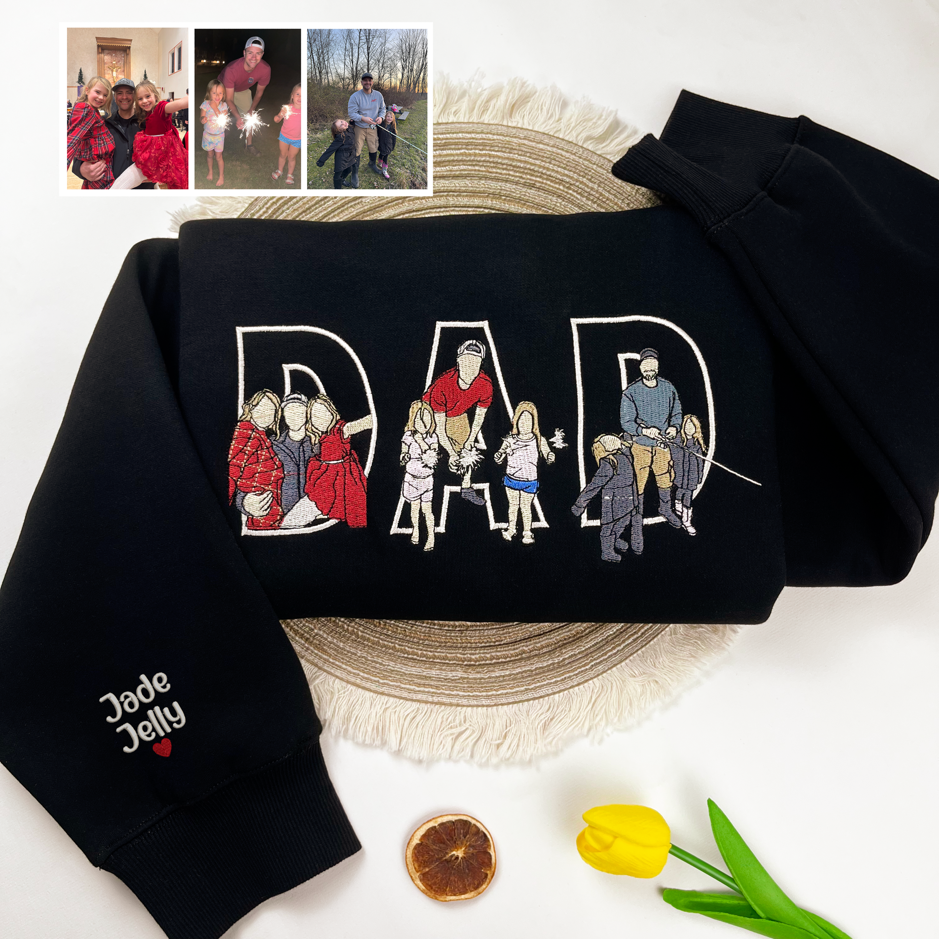 Custom Dad Embroidered Sweatshirt, Personalized Papa Sweatshirt, Father's Day Shirt