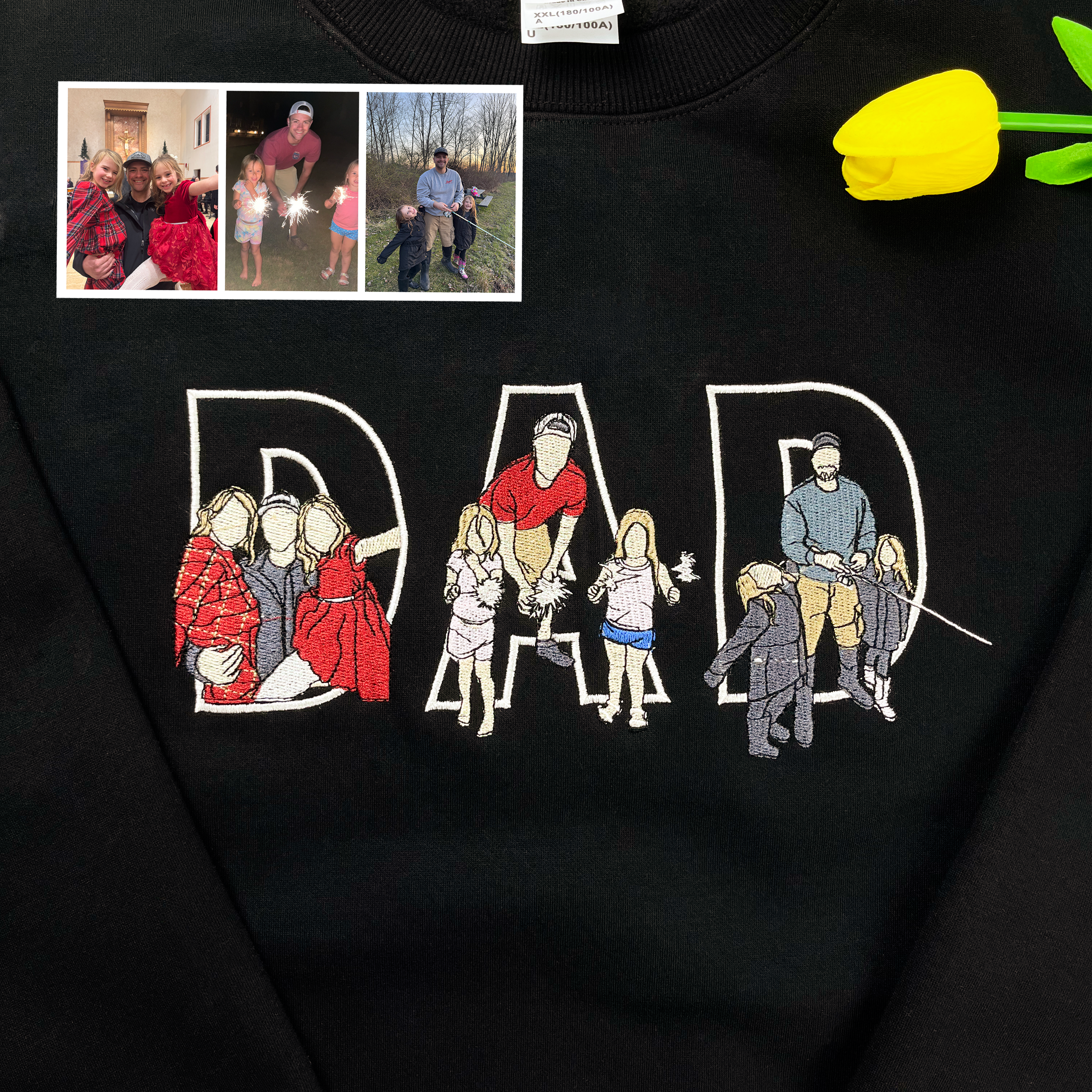 Custom Dad Embroidered Sweatshirt, Personalized Papa Sweatshirt, Father's Day Shirt