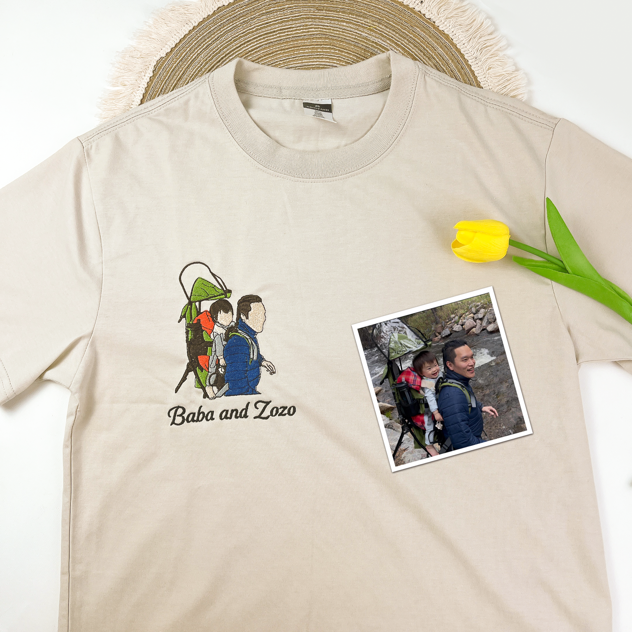 Custom Family Embroidered Photo Tshirt, Personalized Tshirt For Dad Mom, Shirt for Husband