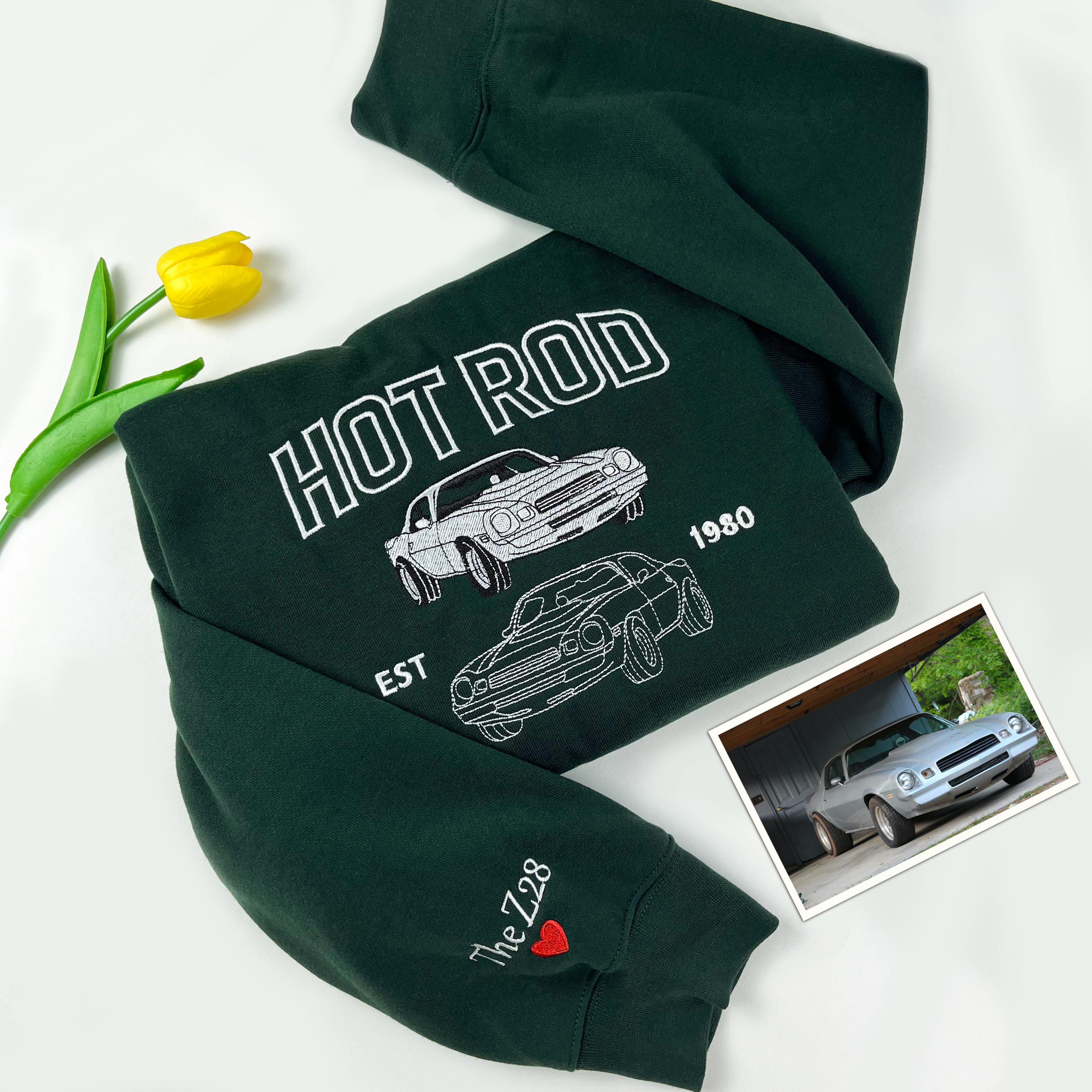 Photo Car Embroidered Sweatshirt, Customized Car Sweatshirt, Sweatshirt For Husband