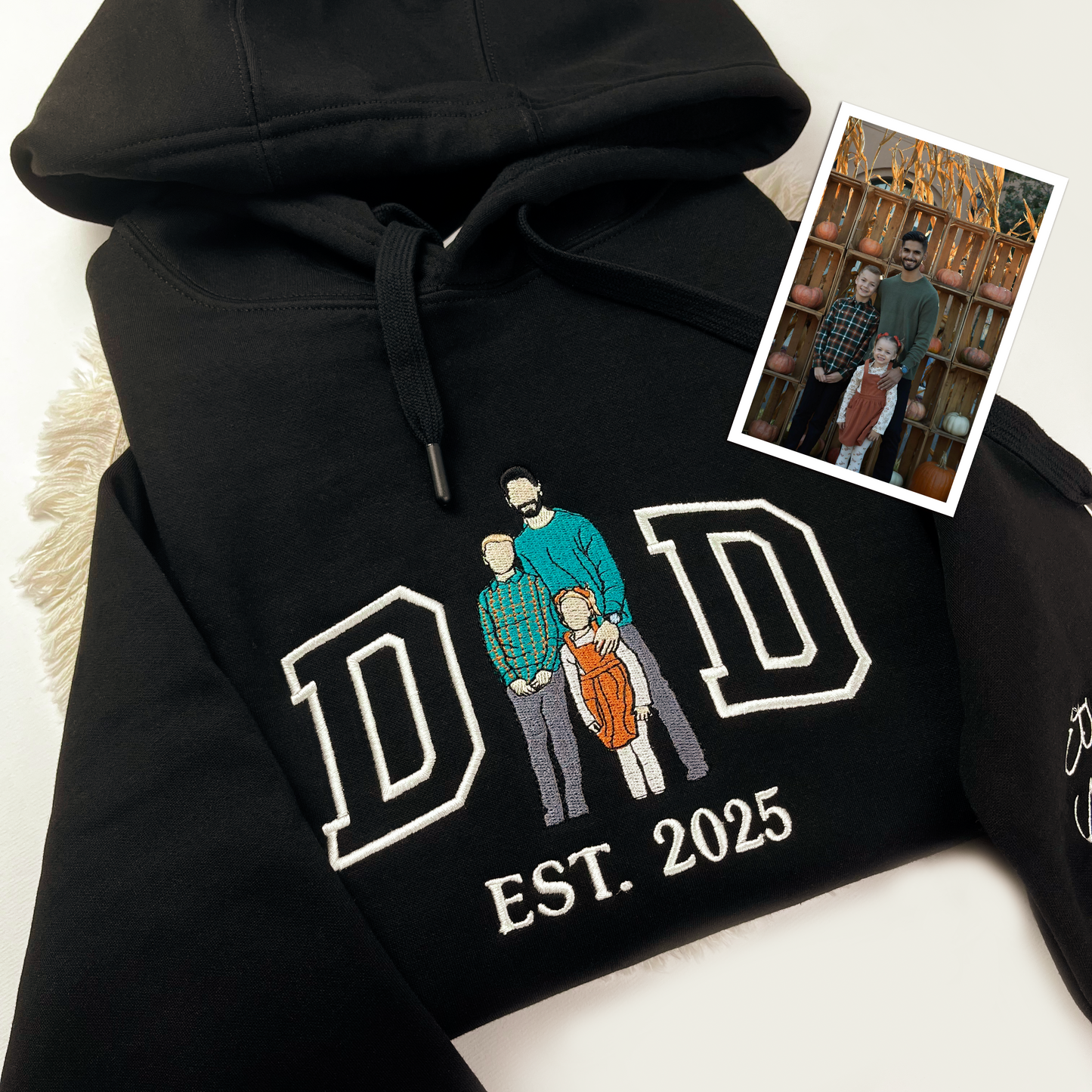 Custom Dad Embroidered from Photo Hoodie, Personalized Dad Hoodie, Fathers Day Hoodie