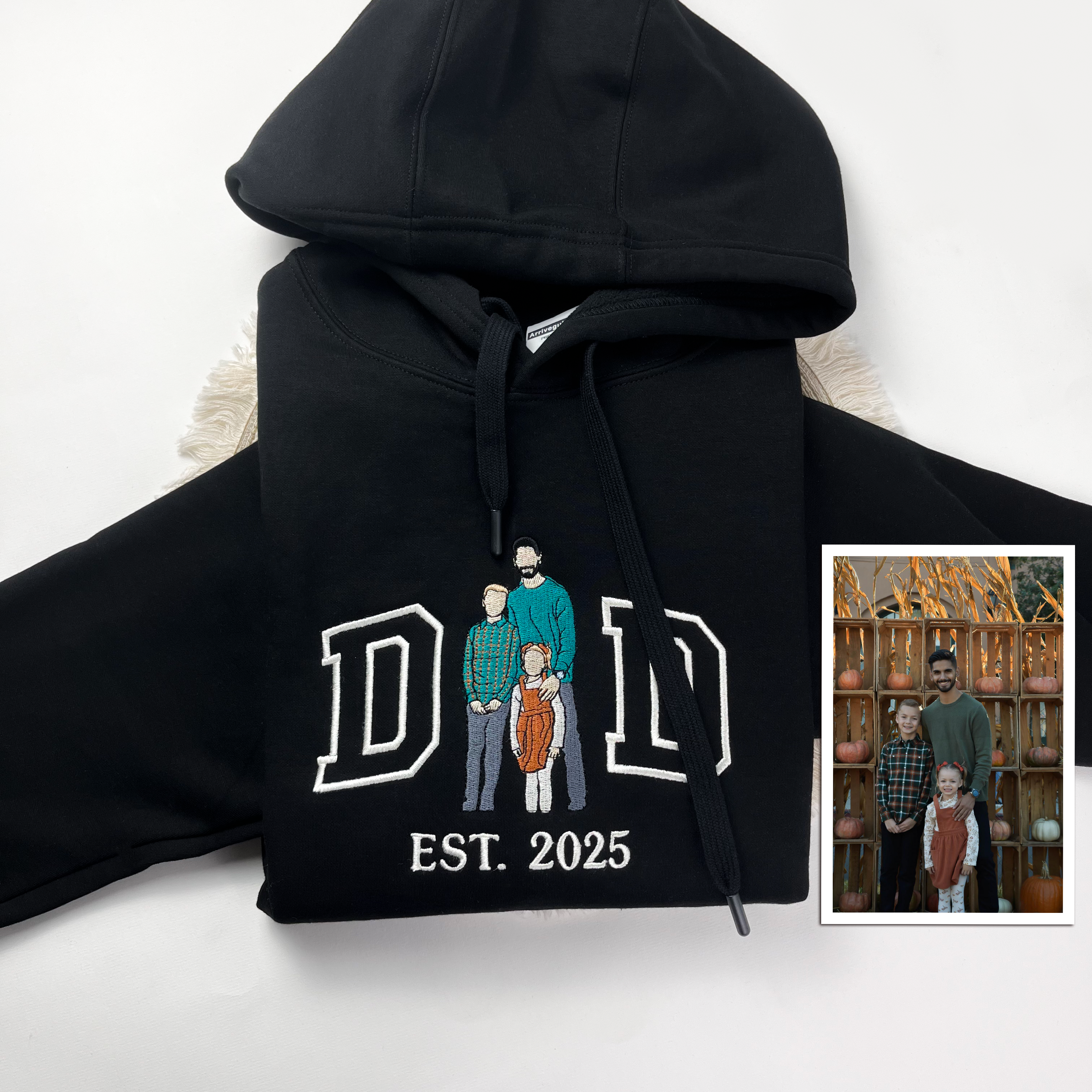 Custom Dad Embroidered from Photo Hoodie, Personalized Dad Hoodie, Fathers Day Hoodie