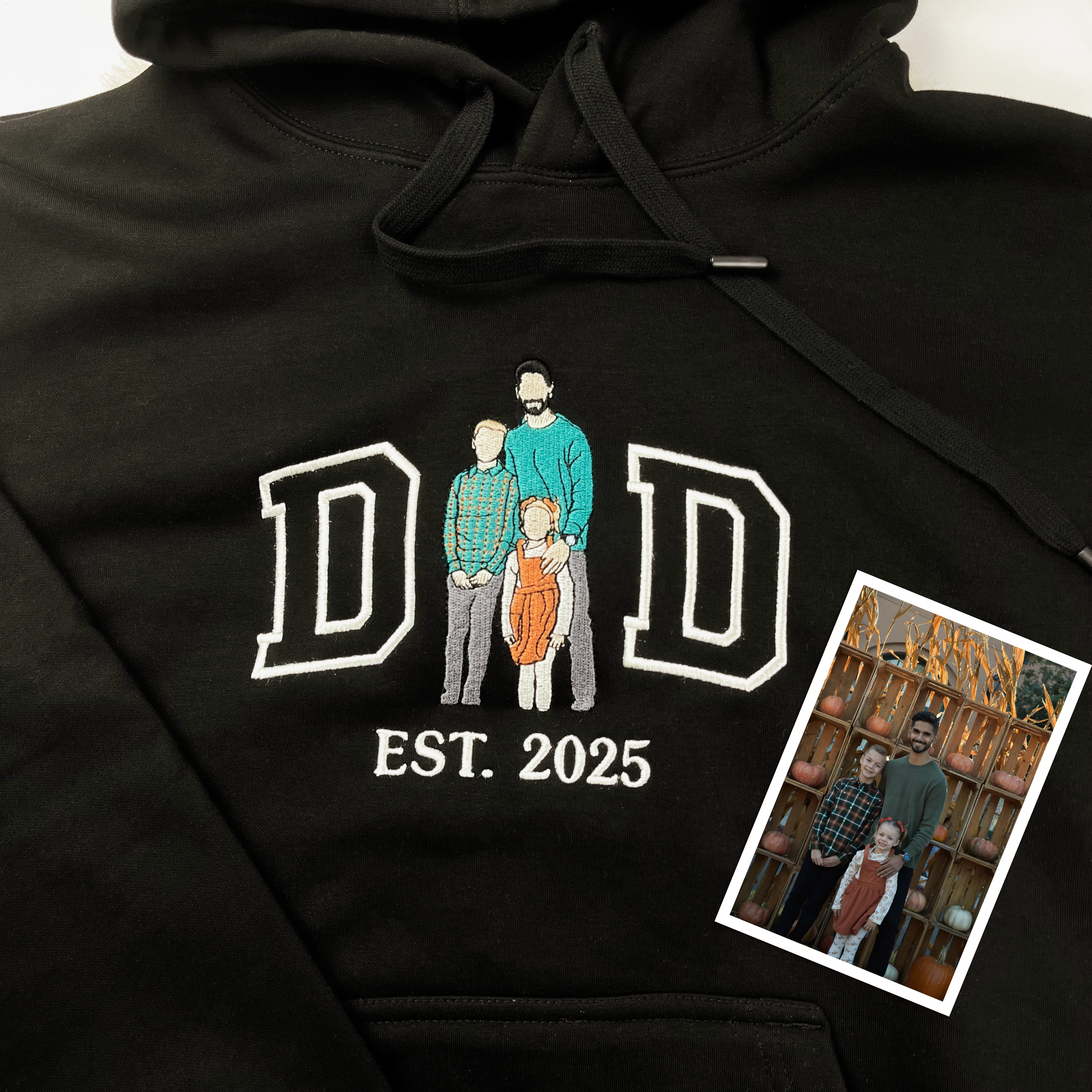 Custom Dad Embroidered from Photo Hoodie, Personalized Dad Hoodie, Fathers Day Hoodie