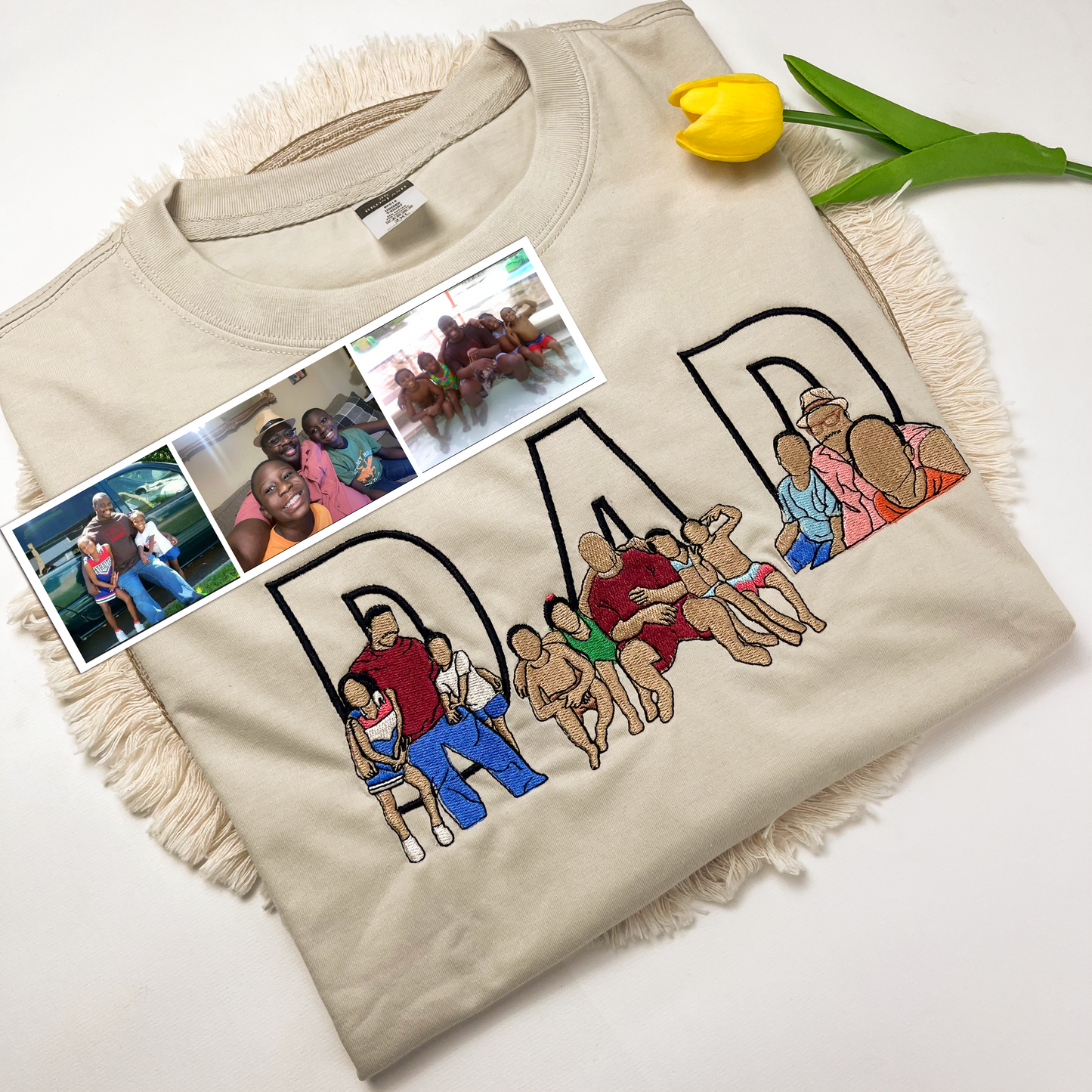 Custom Dad and Son Embroidered Photo Tshirt, Personalized Dad Tshirt, Fathers Day Shirt